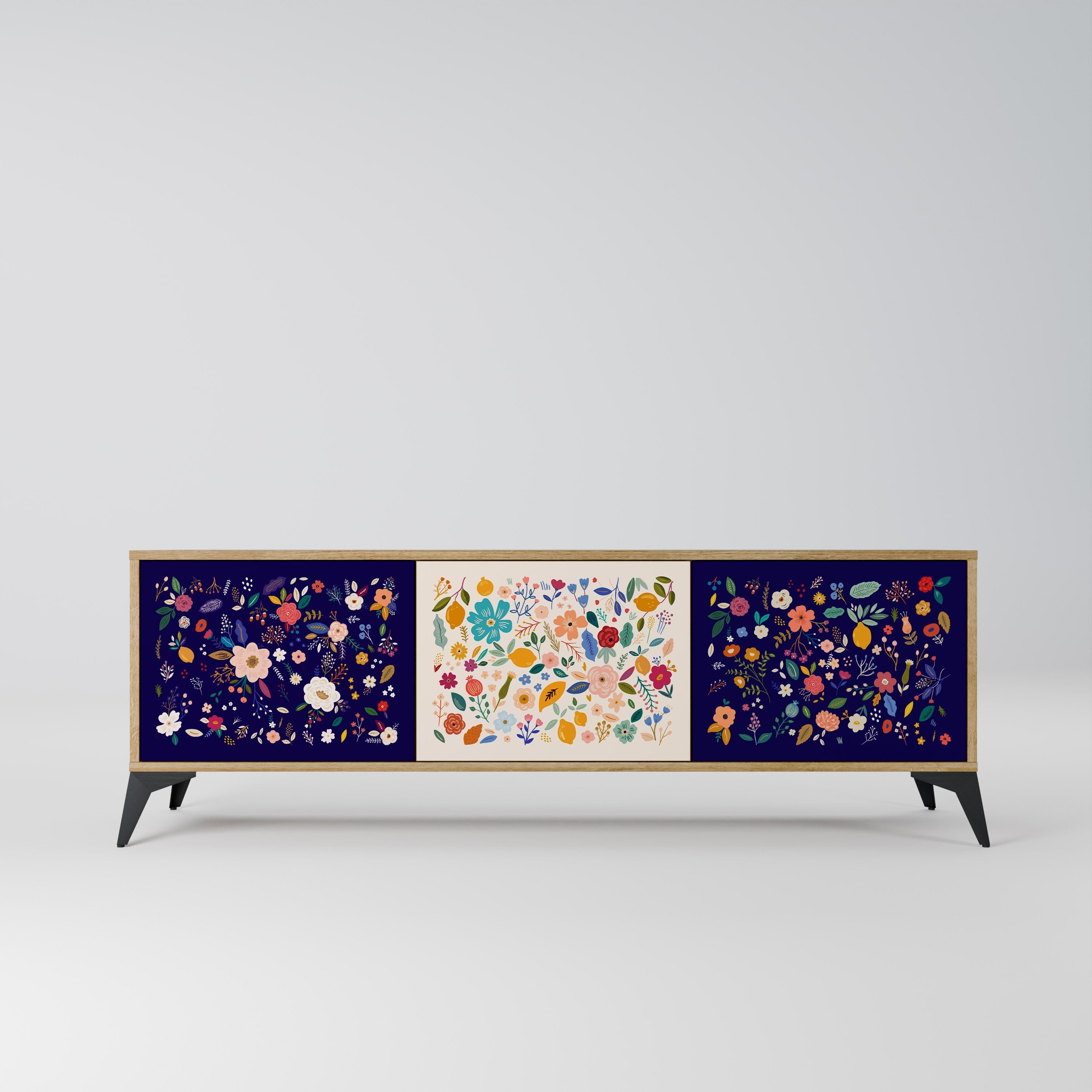 FLORAL COMBINATION TV-Lowboard mit 3 Türen in Eiche-Optik