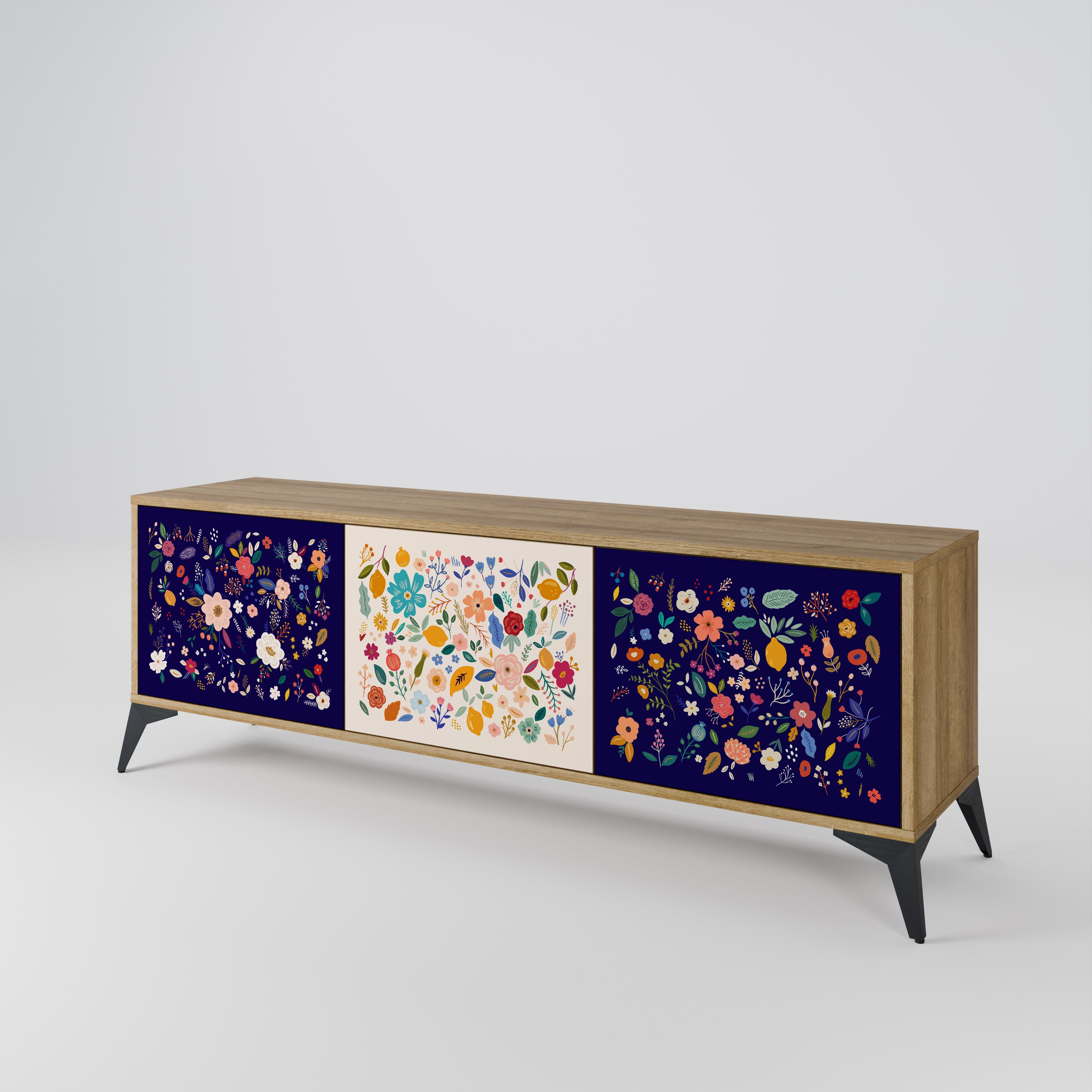 FLORAL COMBINATION 3-Door TV Cabinet