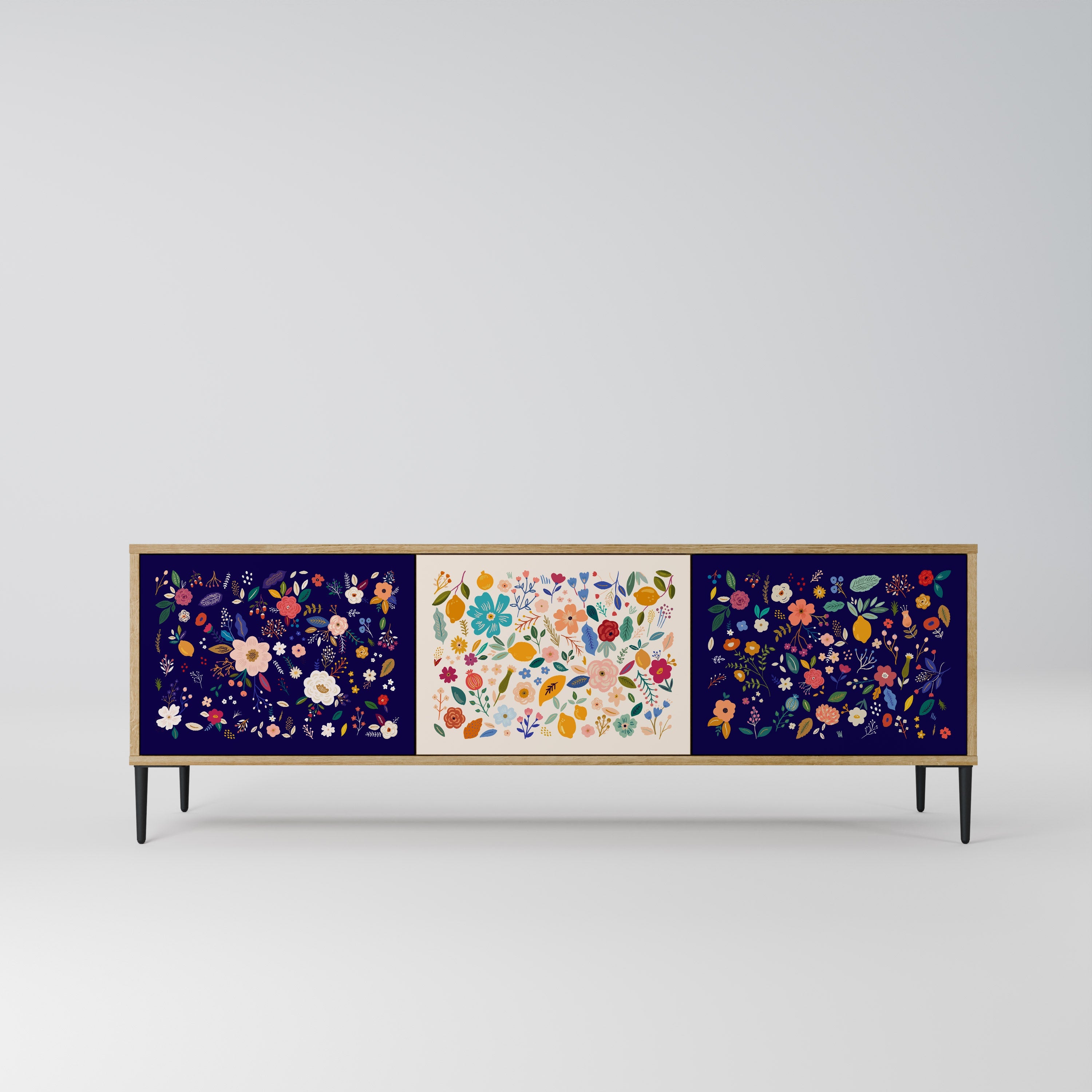 FLORAL COMBINATION TV-Lowboard mit 3 Türen in Eiche-Optik