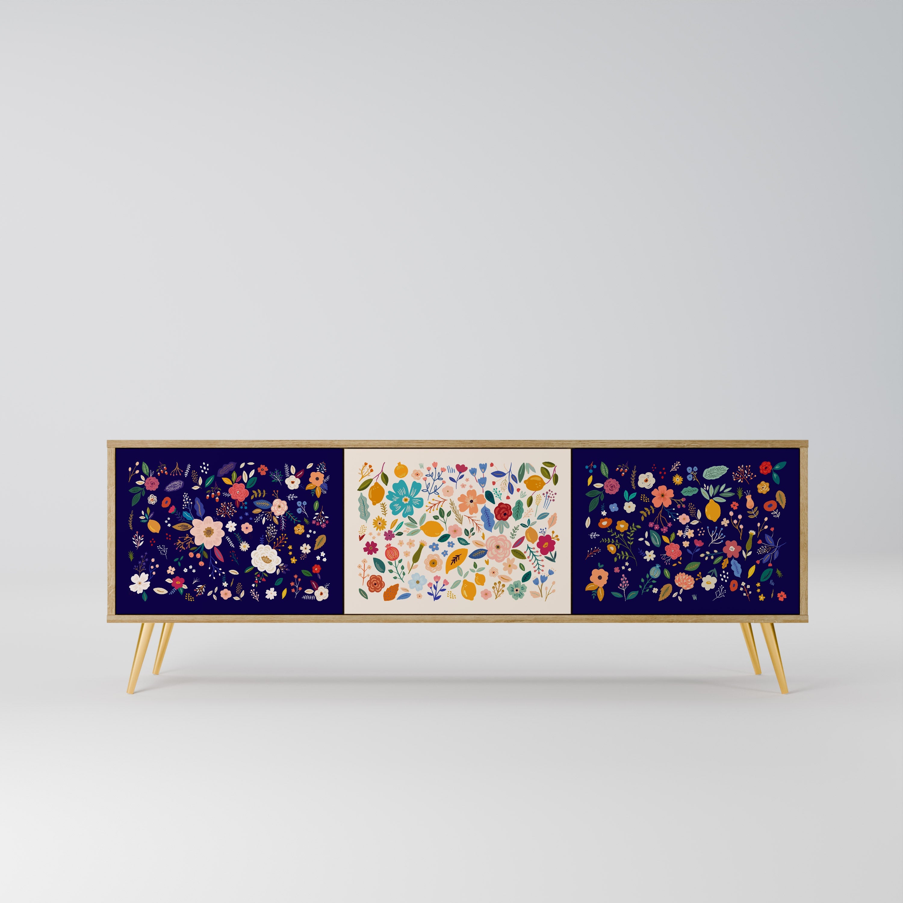 FLORAL COMBINATION TV-Lowboard mit 3 Türen in Eiche-Optik