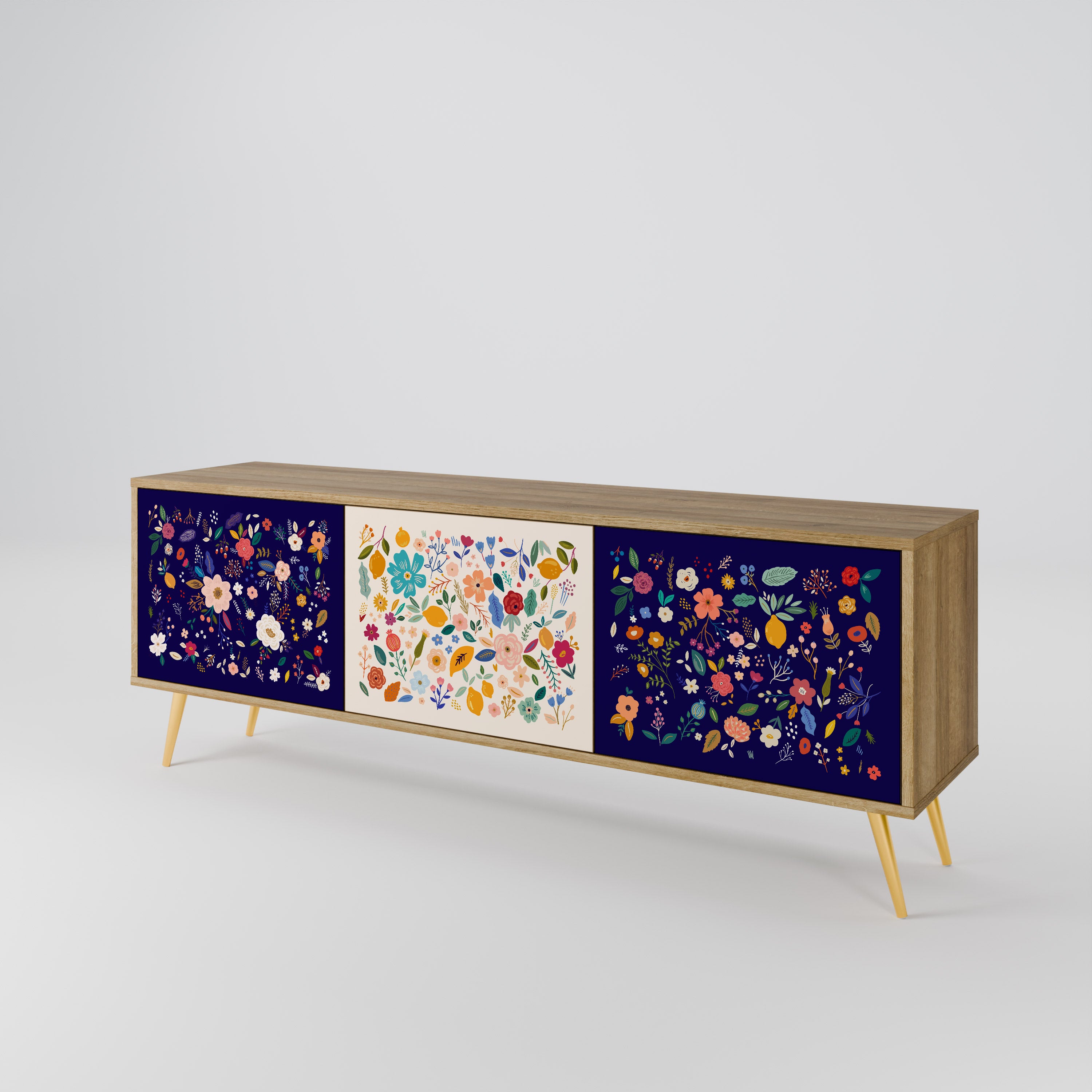 FLORAL COMBINATION 3-Door TV Cabinet