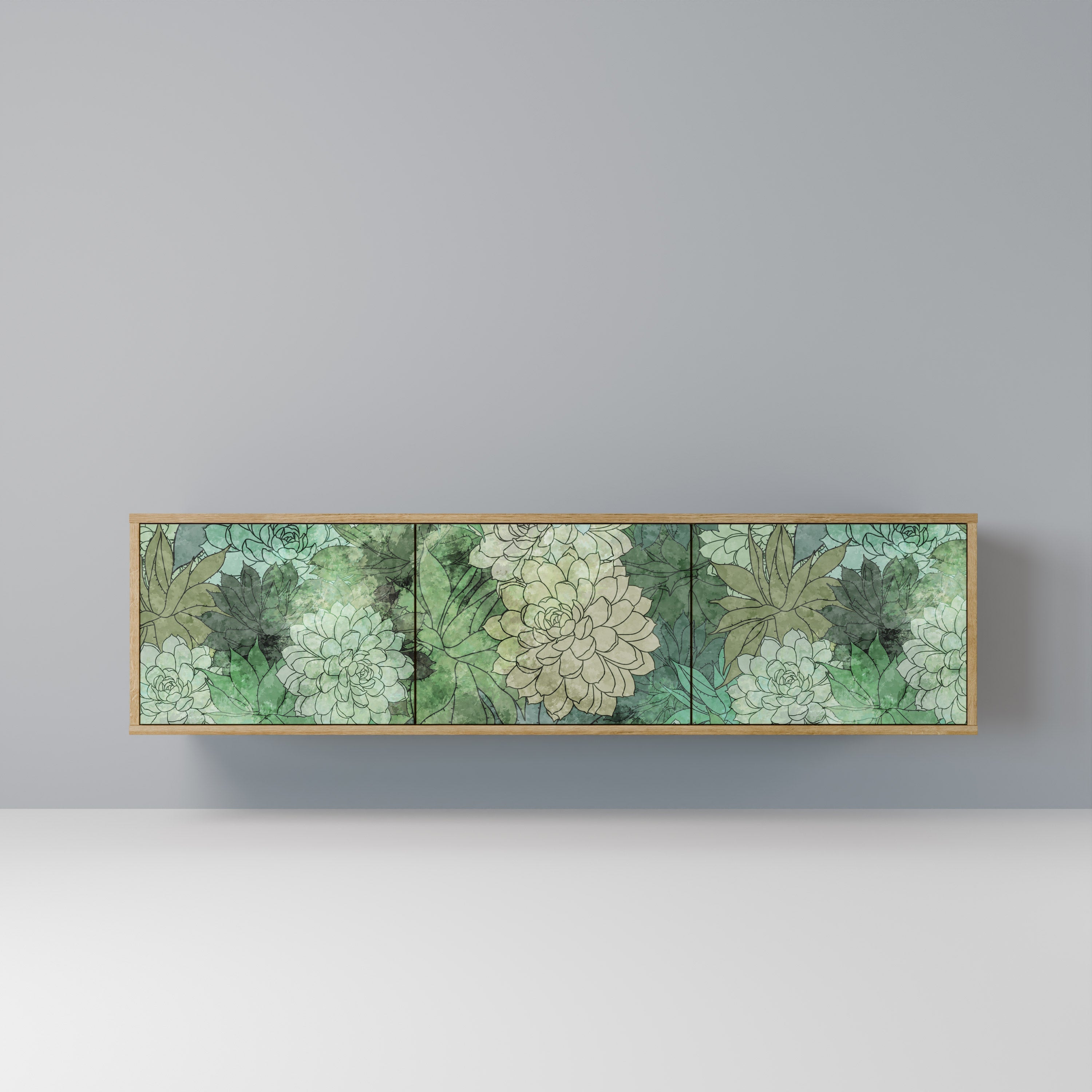 SUCCULENT CLUSTER TV-Lowboard mit 3 Türen in Eiche-Optik