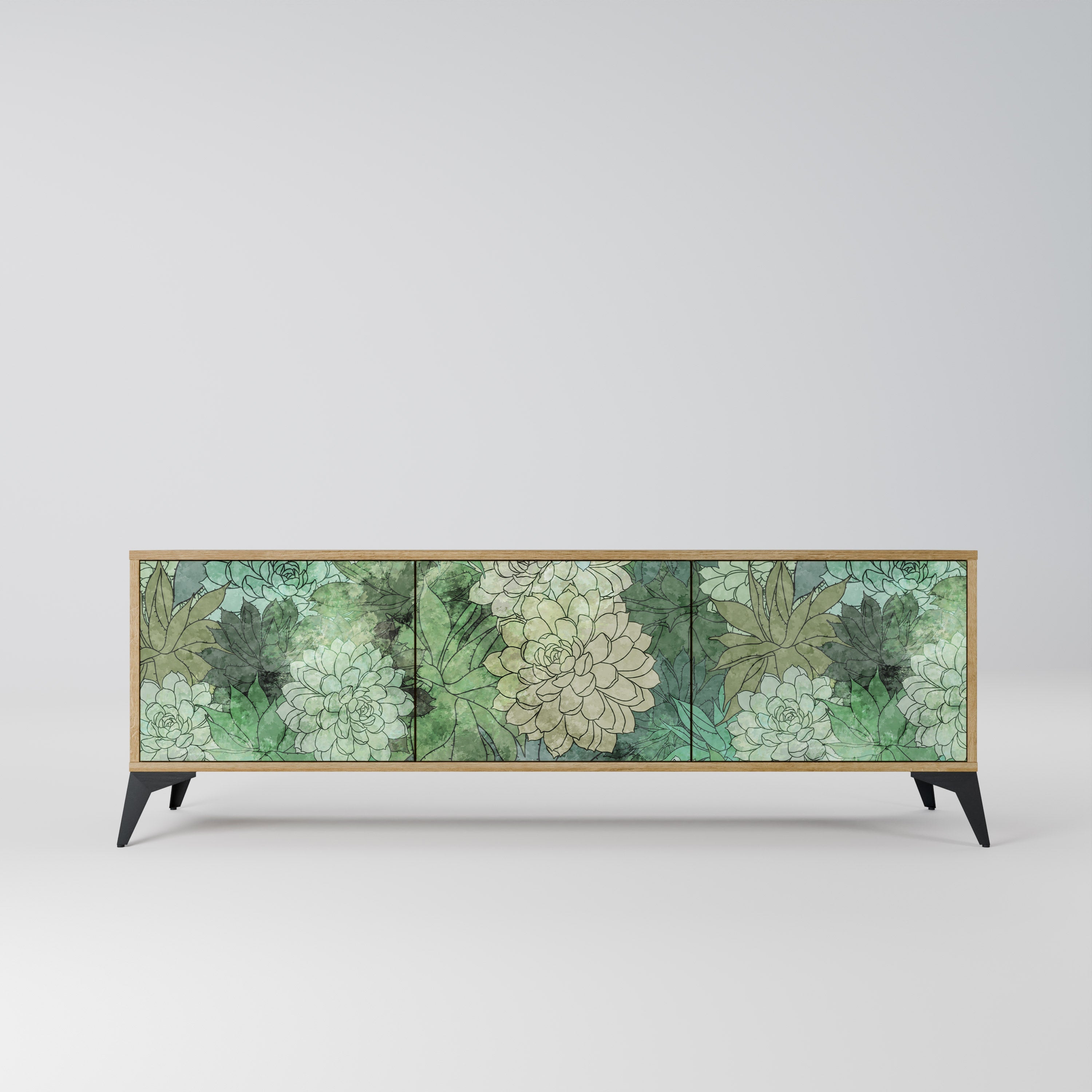 SUCCULENT CLUSTER TV-Lowboard mit 3 Türen in Eiche-Optik