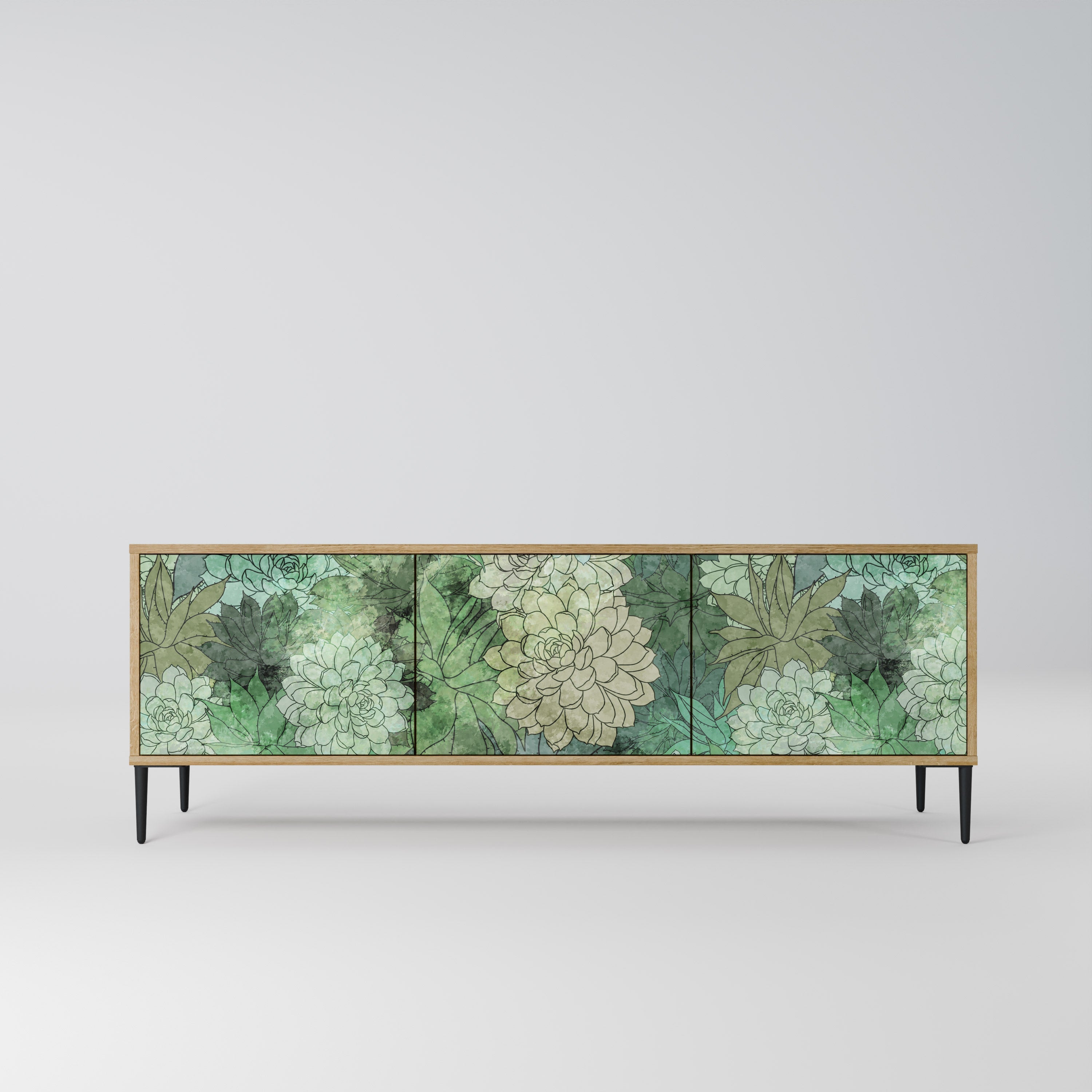 SUCCULENT CLUSTER TV-Lowboard mit 3 Türen in Eiche-Optik