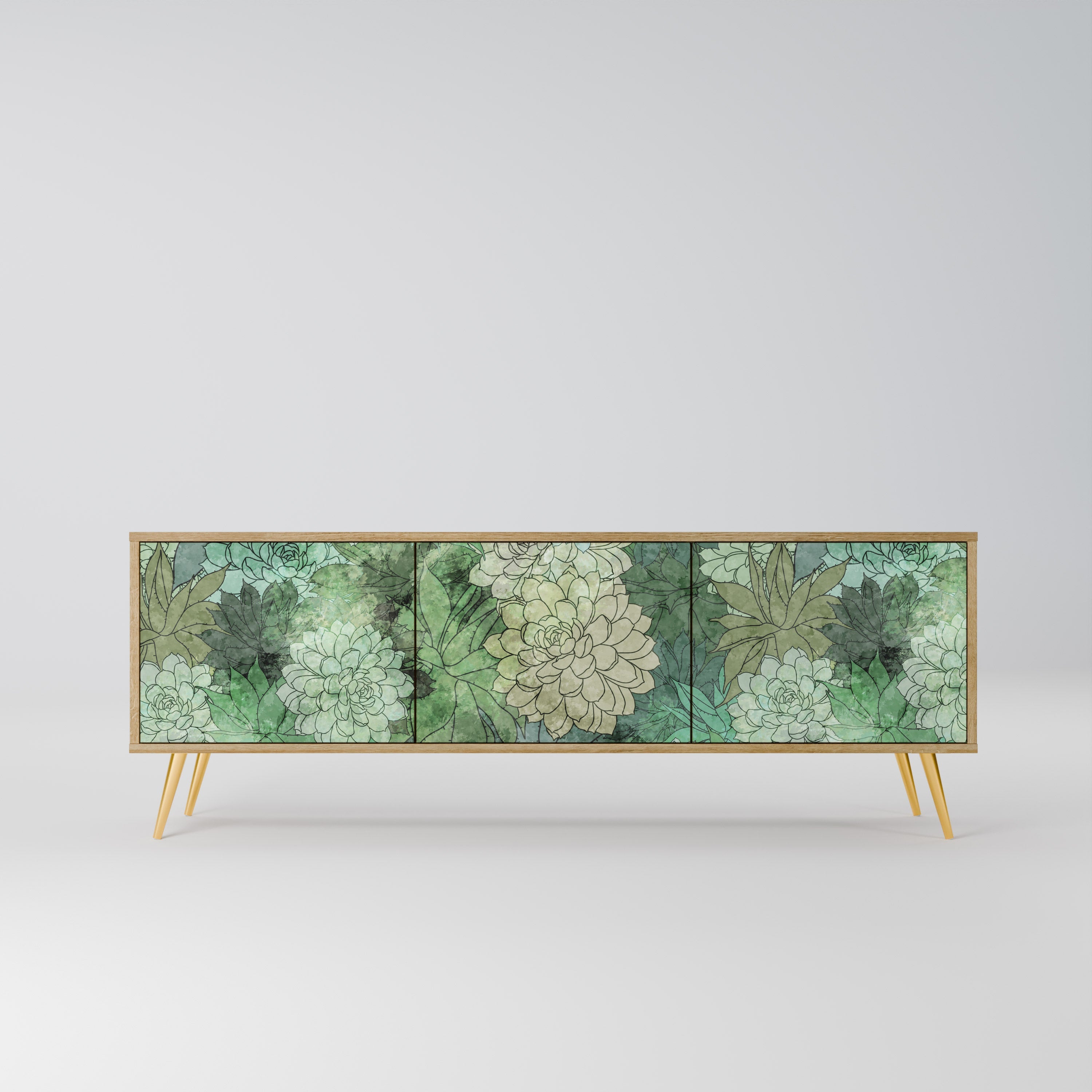 SUCCULENT CLUSTER TV-Lowboard mit 3 Türen in Eiche-Optik