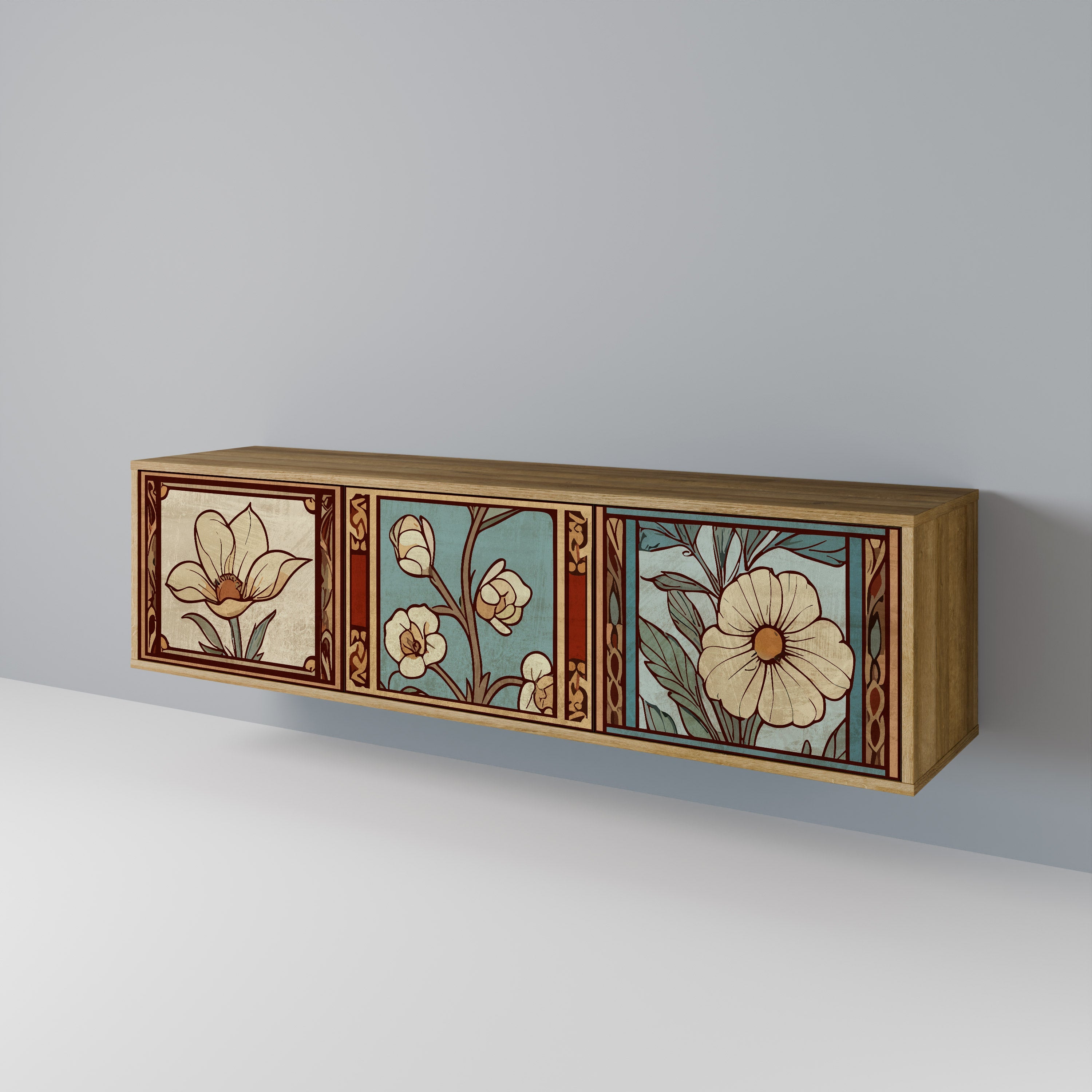 TIMELESS FLORA TV-Lowboard mit 3 Türen in Eiche-Optik