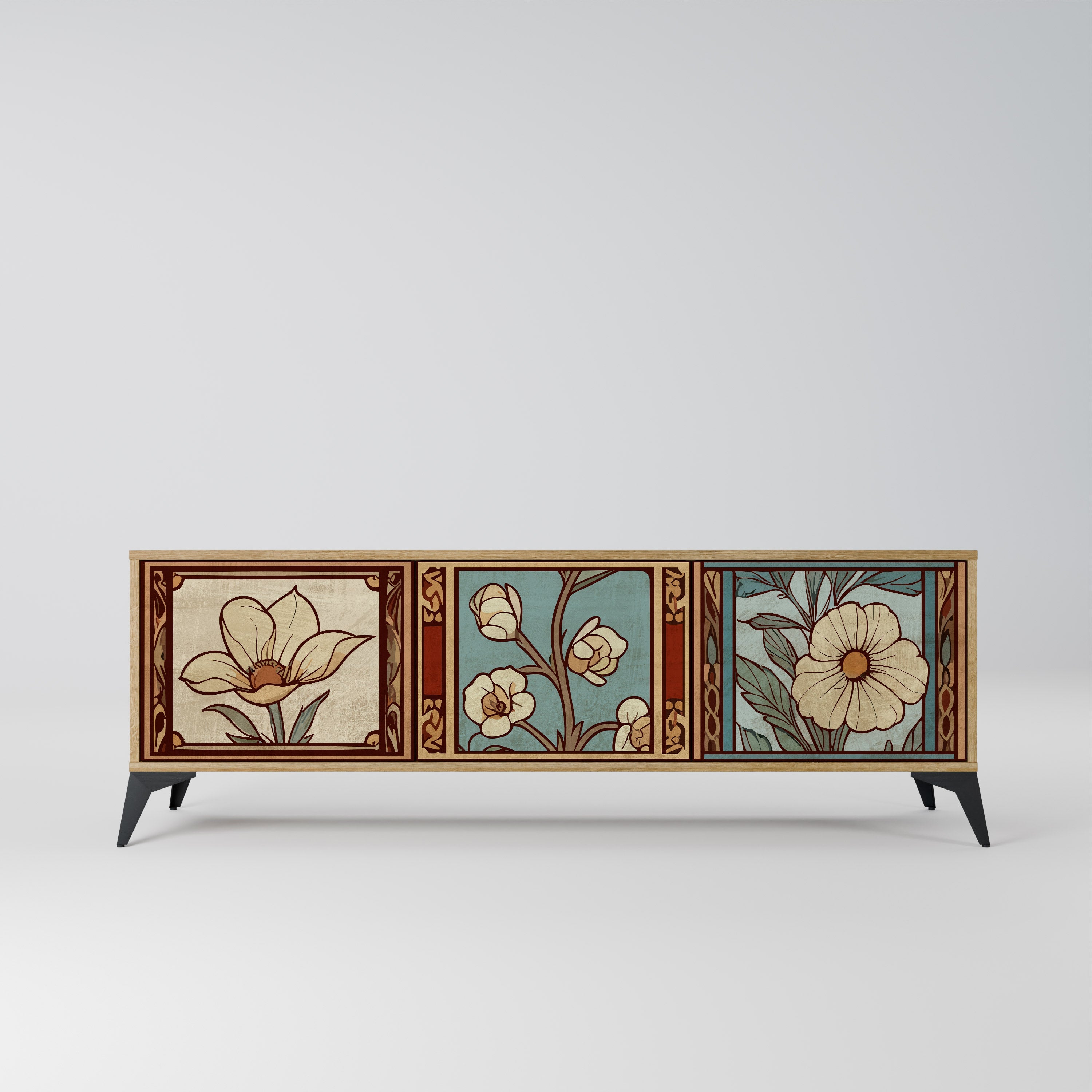 TIMELESS FLORA TV-Lowboard mit 3 Türen in Eiche-Optik