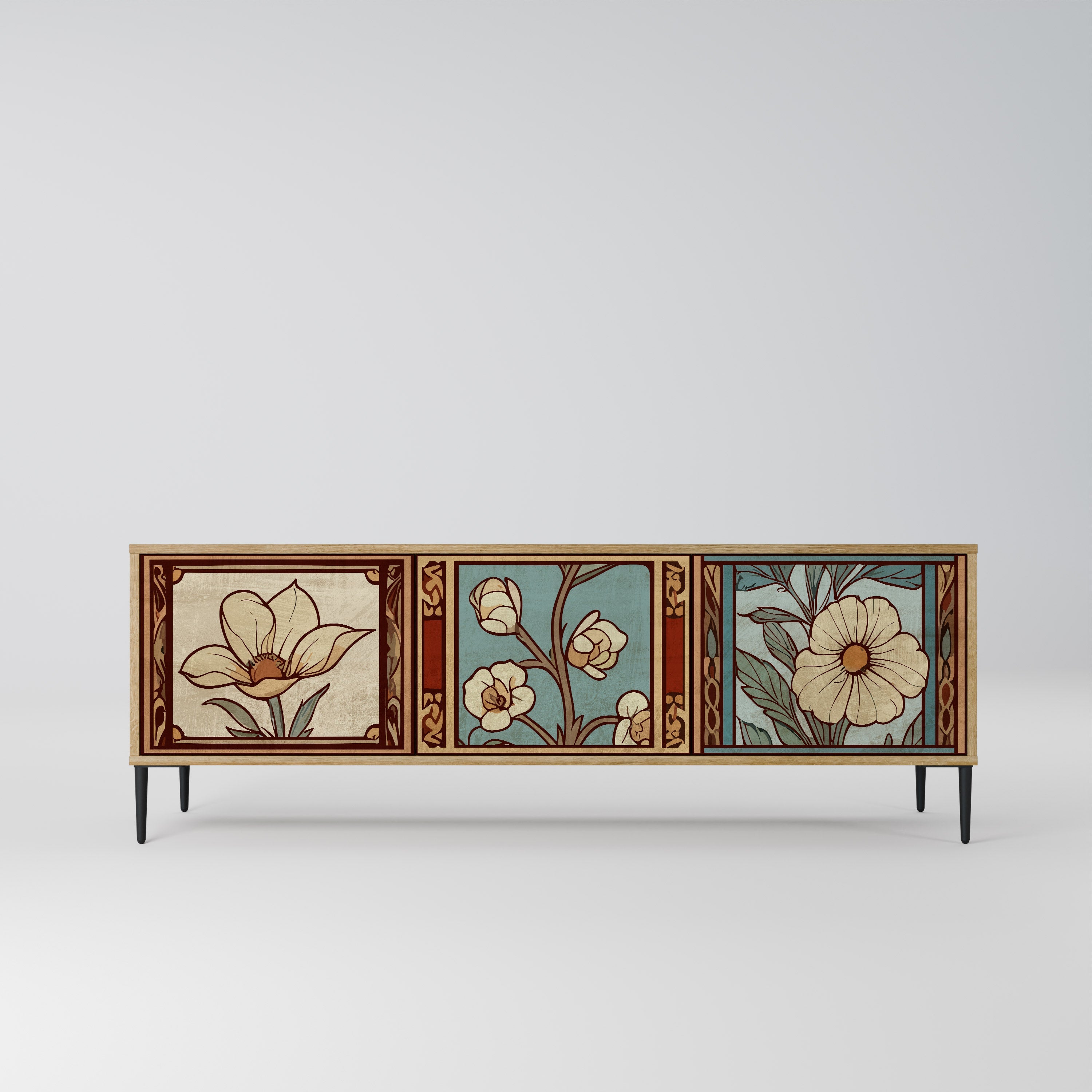 TIMELESS FLORA TV-Lowboard mit 3 Türen in Eiche-Optik