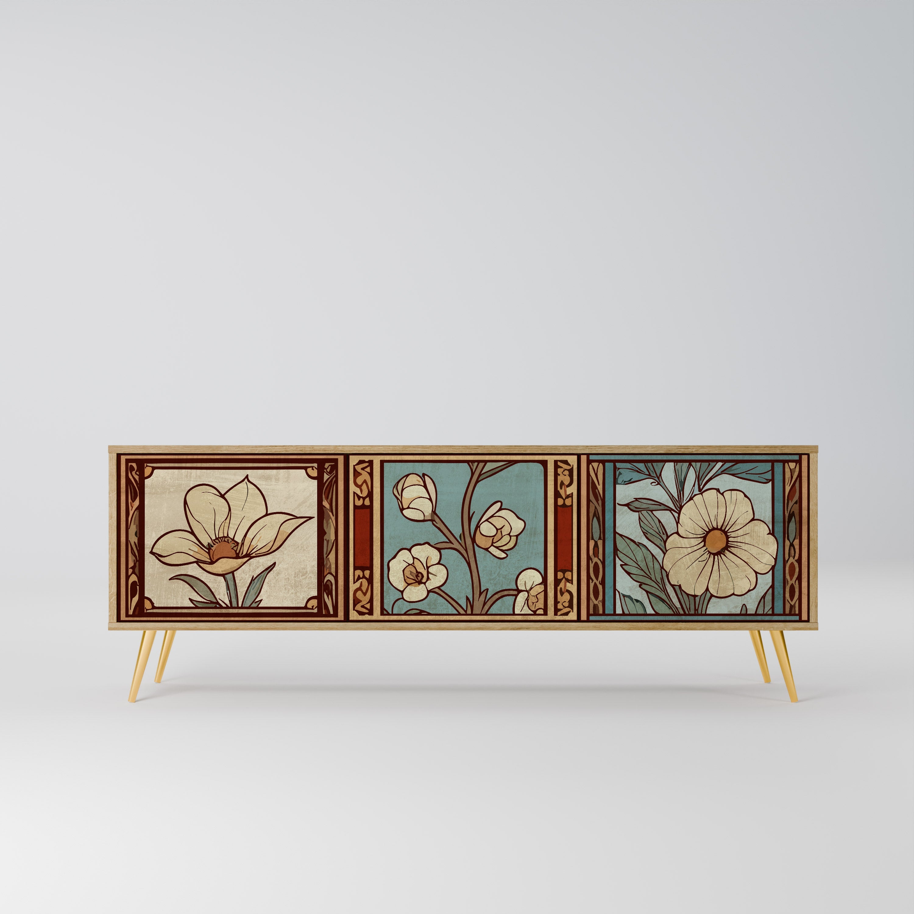 TIMELESS FLORA TV-Lowboard mit 3 Türen in Eiche-Optik