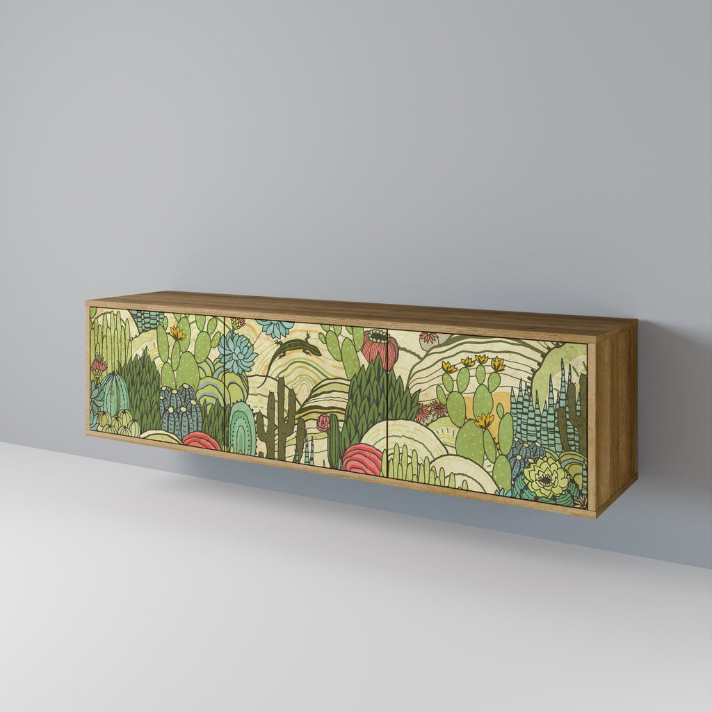 SUCCULENTS KALEIDOSCOPE TV-Lowboard mit 3 Türen in Eiche-Optik