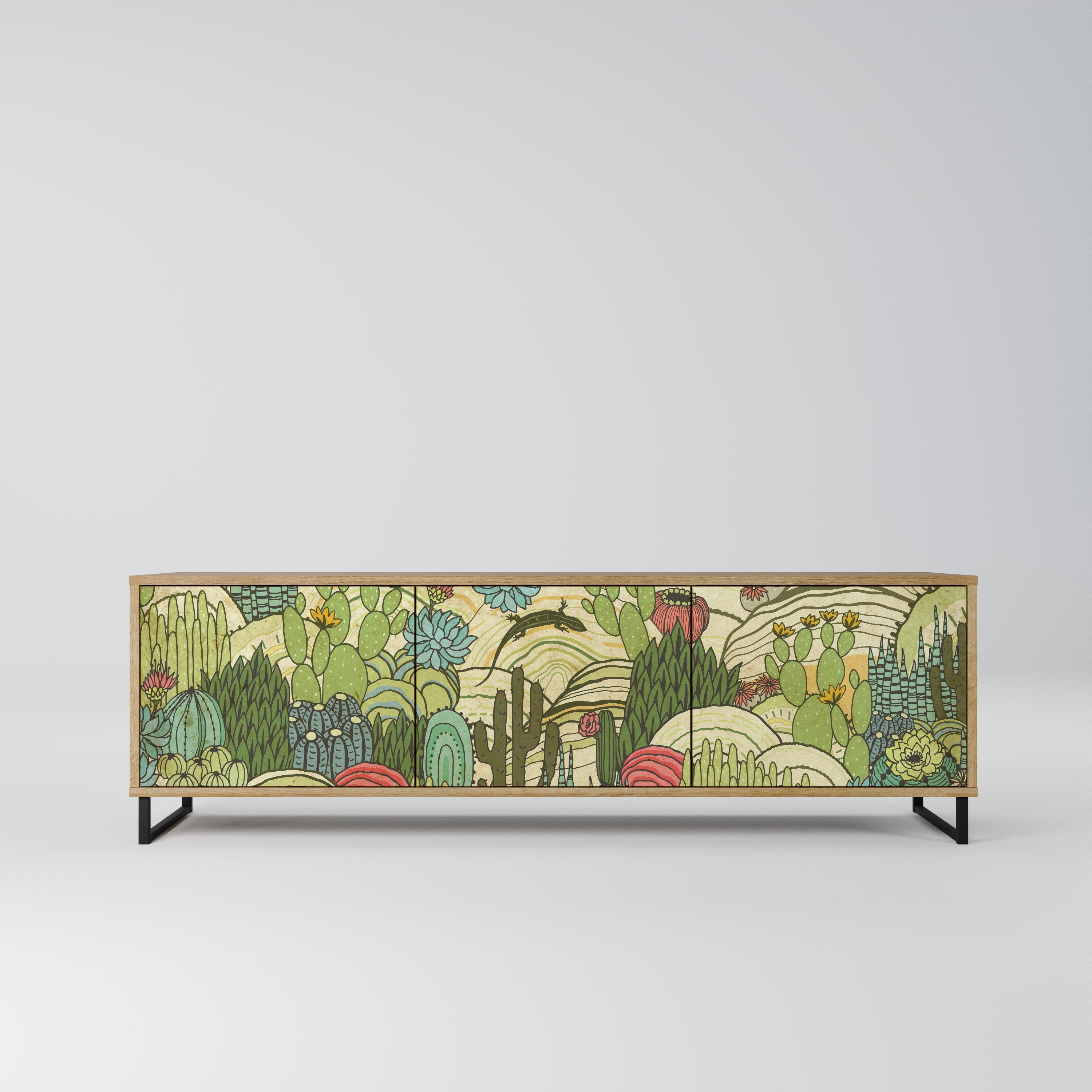 SUCCULENTS KALEIDOSCOPE TV-Lowboard mit 3 Türen in Eiche-Optik