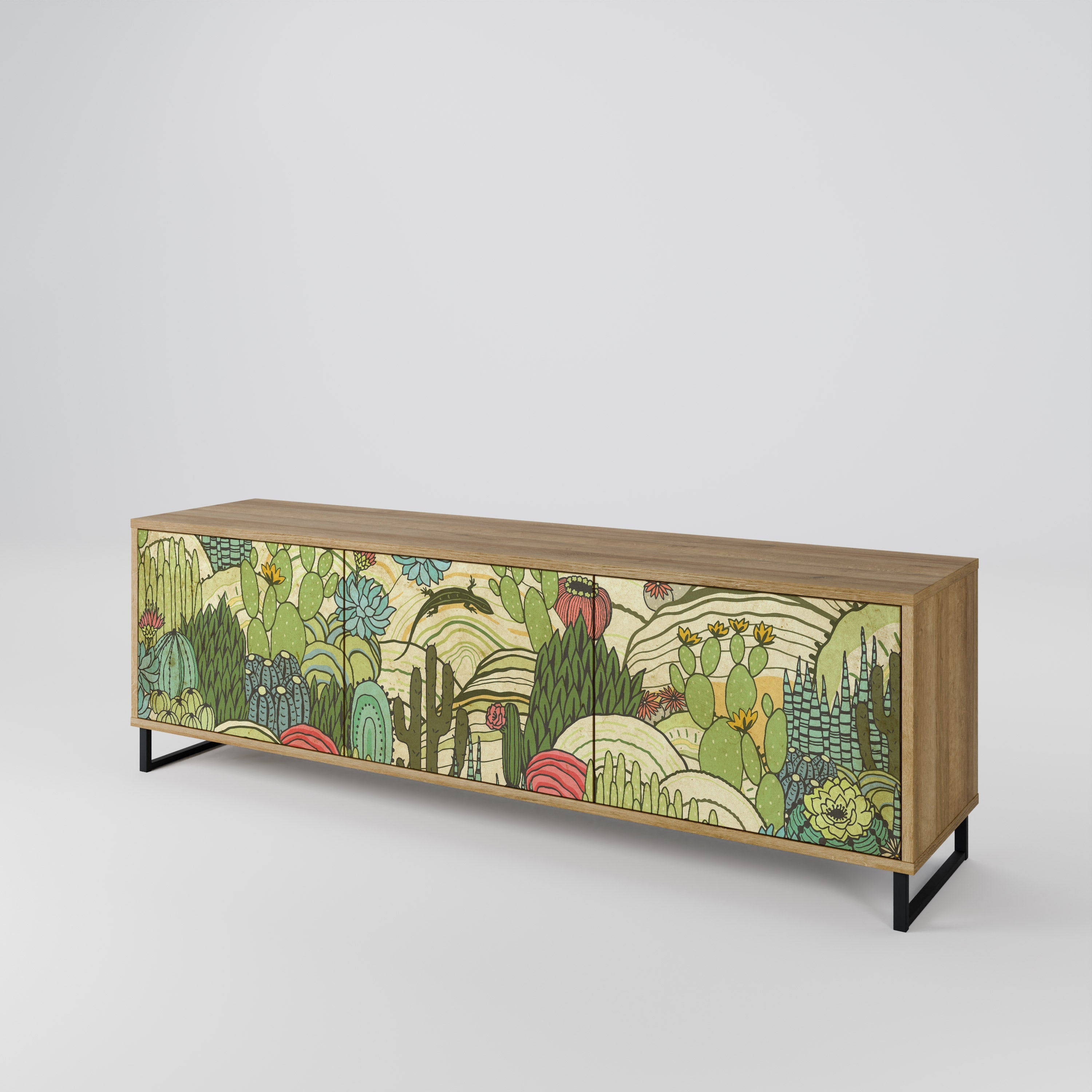 SUCCULENTS KALEIDOSCOPE TV-Lowboard mit 3 Türen in Eiche-Optik