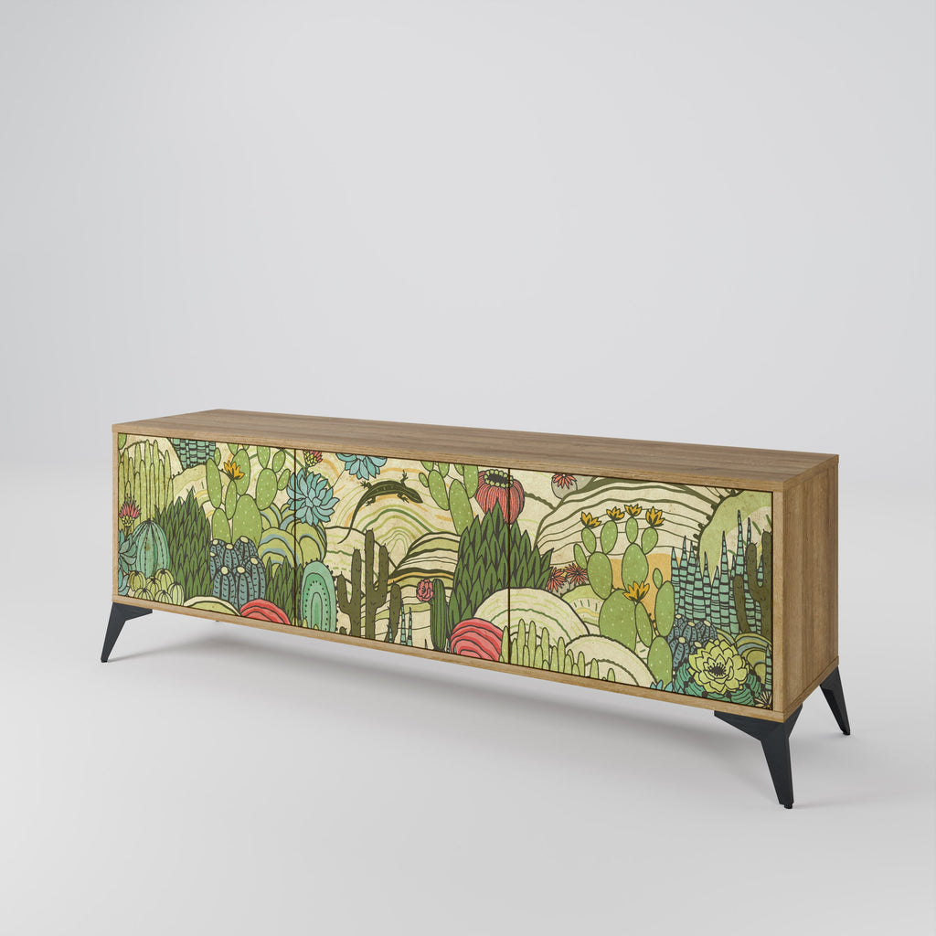 SUCCULENTS KALEIDOSCOPE TV-Lowboard mit 3 Türen in Eiche-Optik