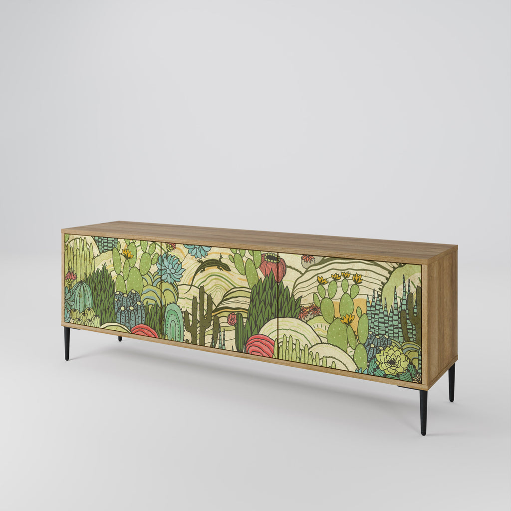 SUCCULENTS KALEIDOSCOPE TV-Lowboard mit 3 Türen in Eiche-Optik