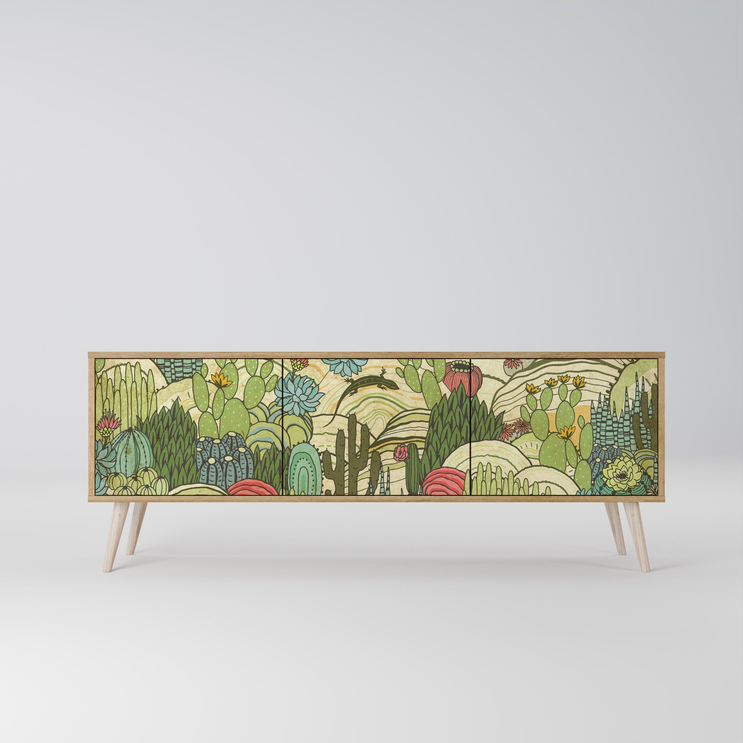 SUCCULENTS KALEIDOSCOPE TV-Lowboard mit 3 Türen in Eiche-Optik