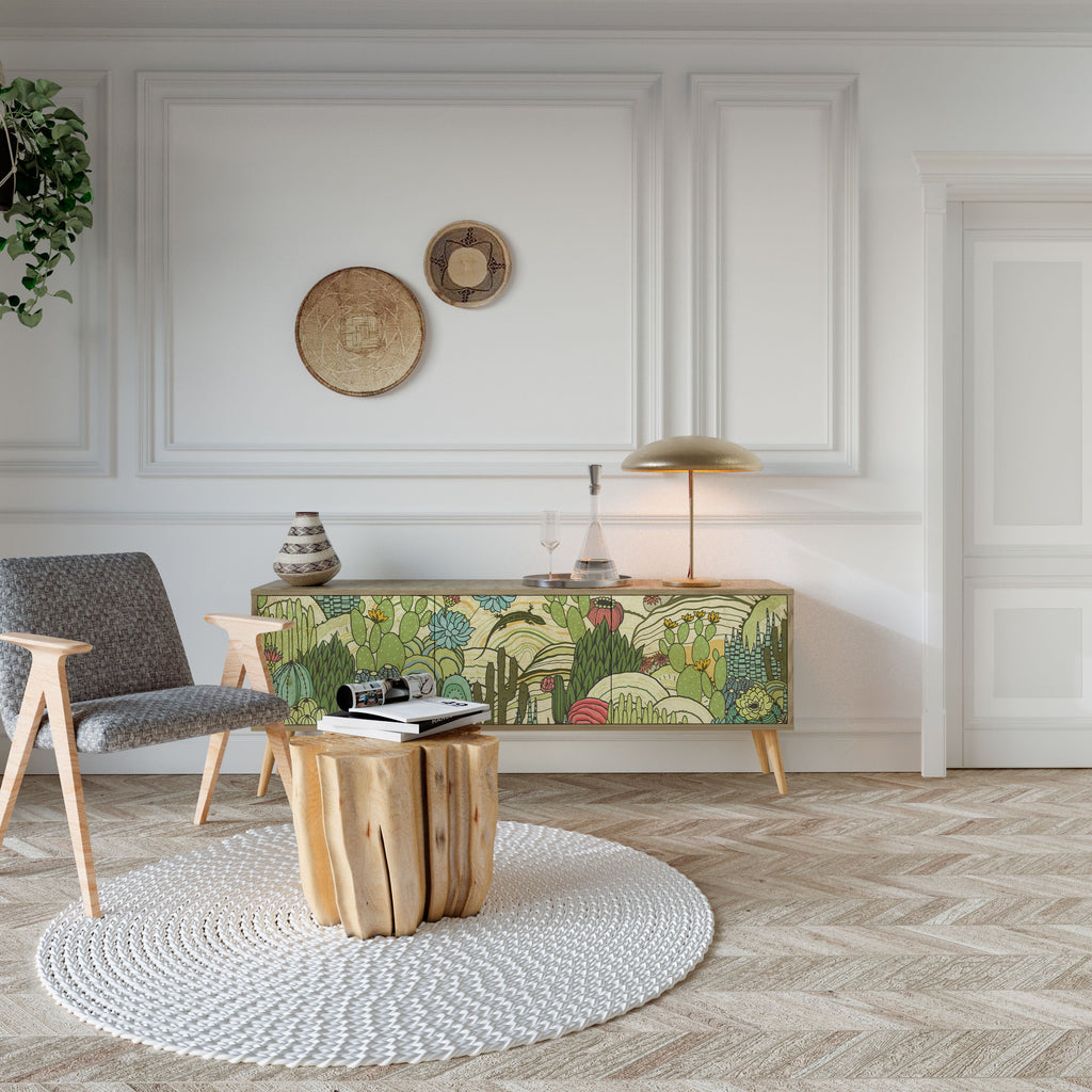 SUCCULENTS KALEIDOSCOPE TV-Lowboard mit 3 Türen in Eiche-Optik