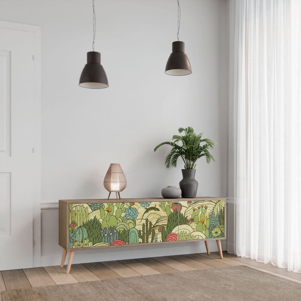 SUCCULENTS KALEIDOSCOPE TV-Lowboard mit 3 Türen in Eiche-Optik