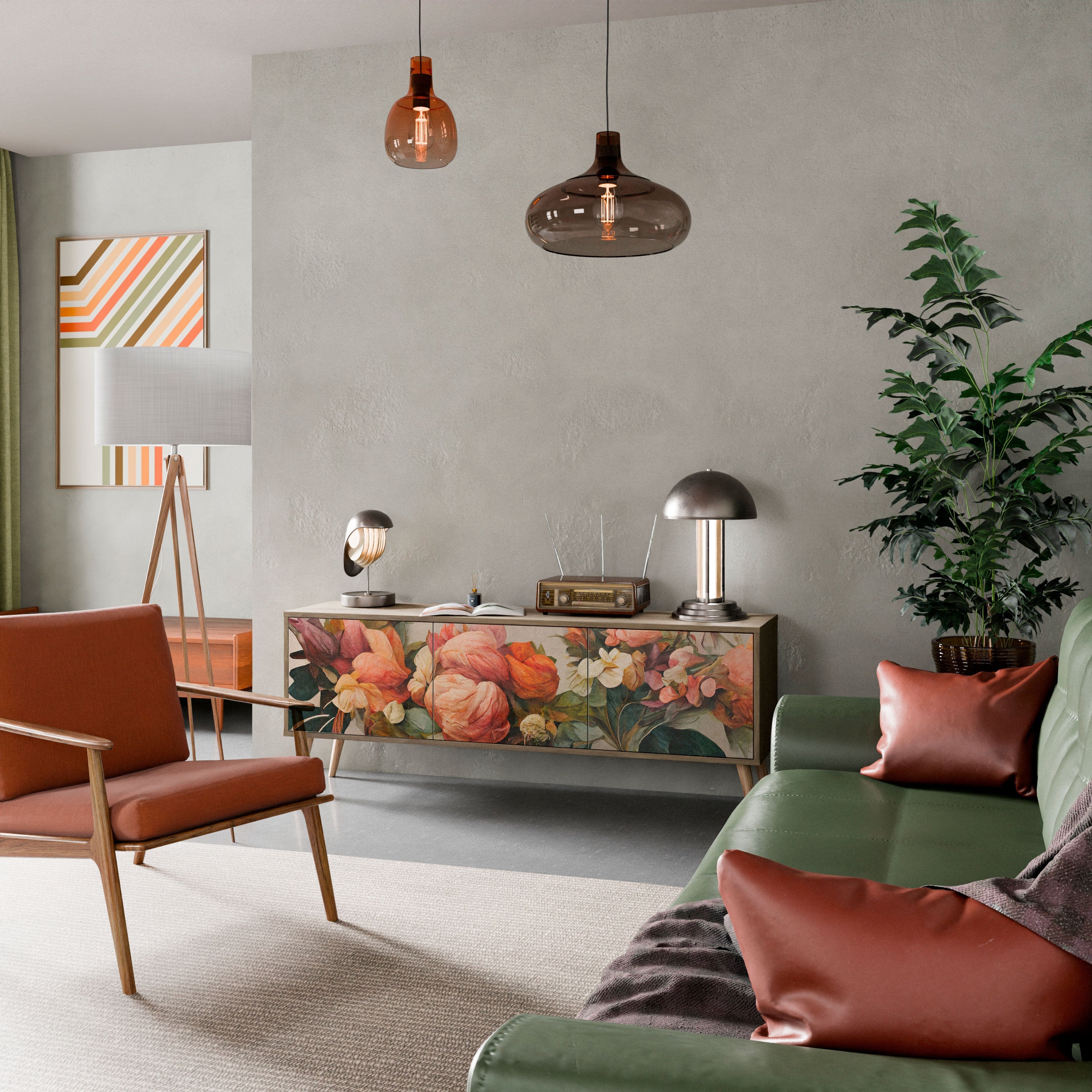 STYLISH BEAUTY TV-Lowboard mit 3 Türen in Eiche-Optik