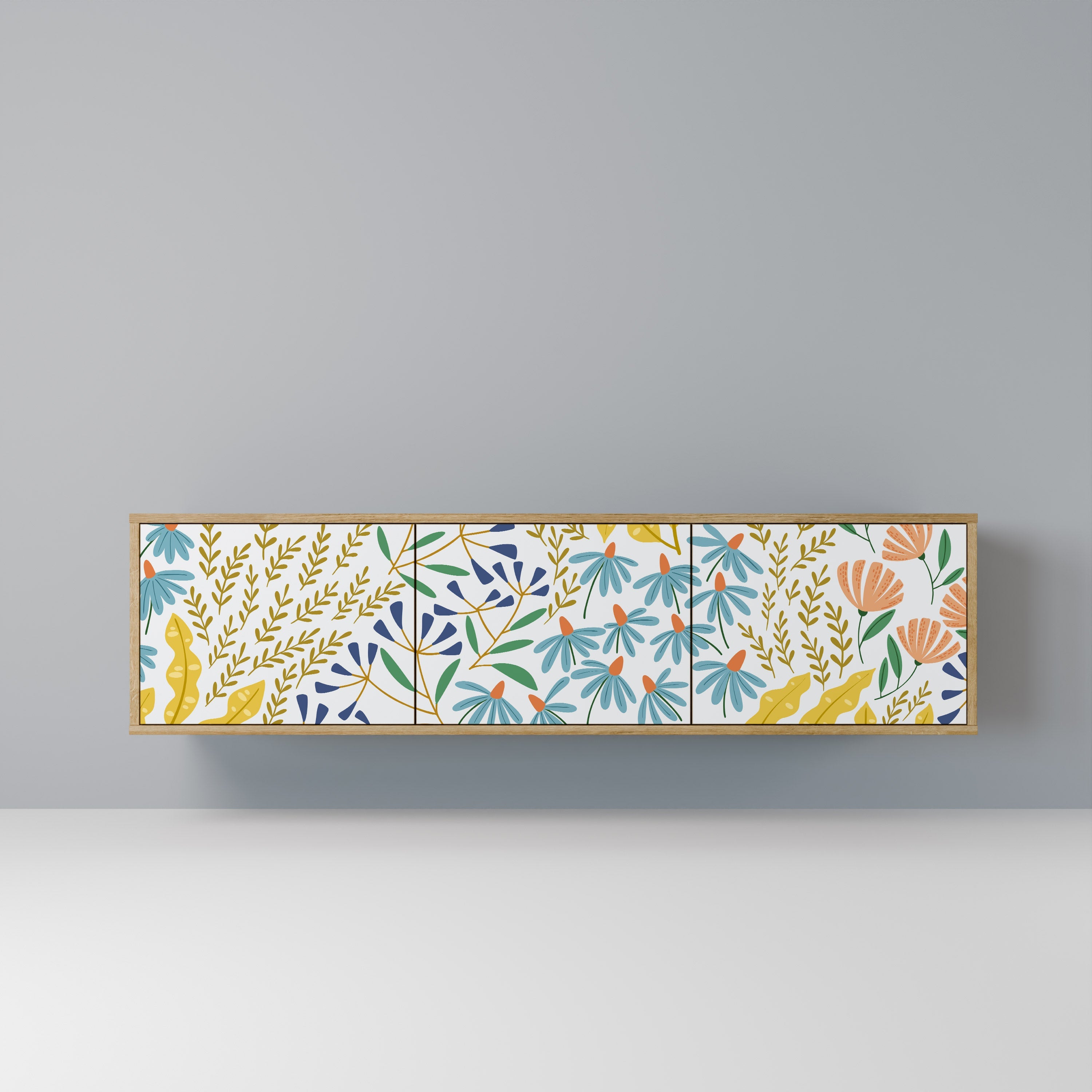 HELLO SPRING TV-Lowboard mit 3 Türen in Eiche-Optik