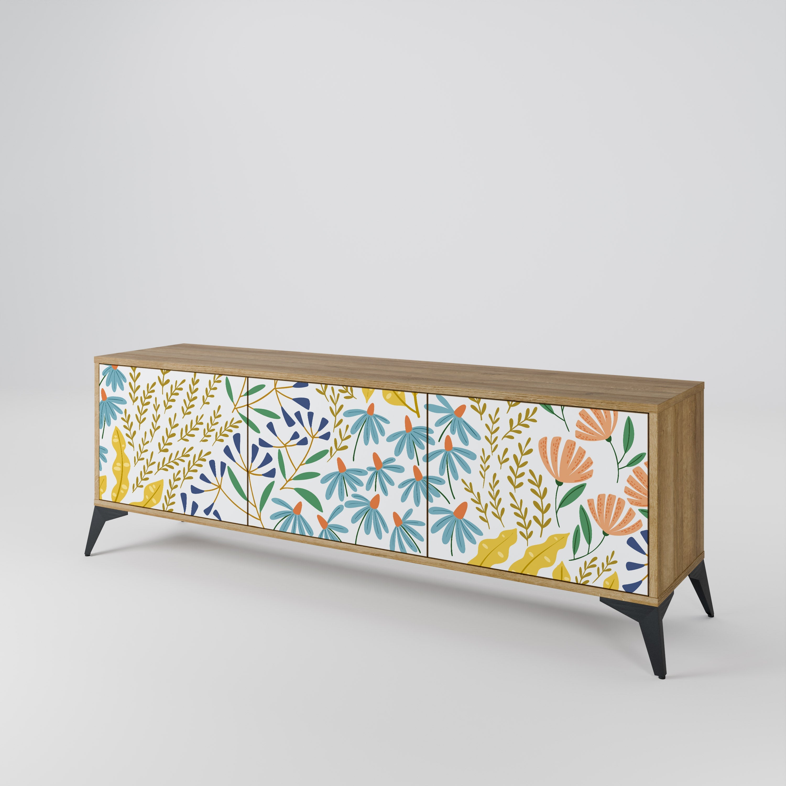 HELLO SPRING TV-Lowboard mit 3 Türen in Eiche-Optik