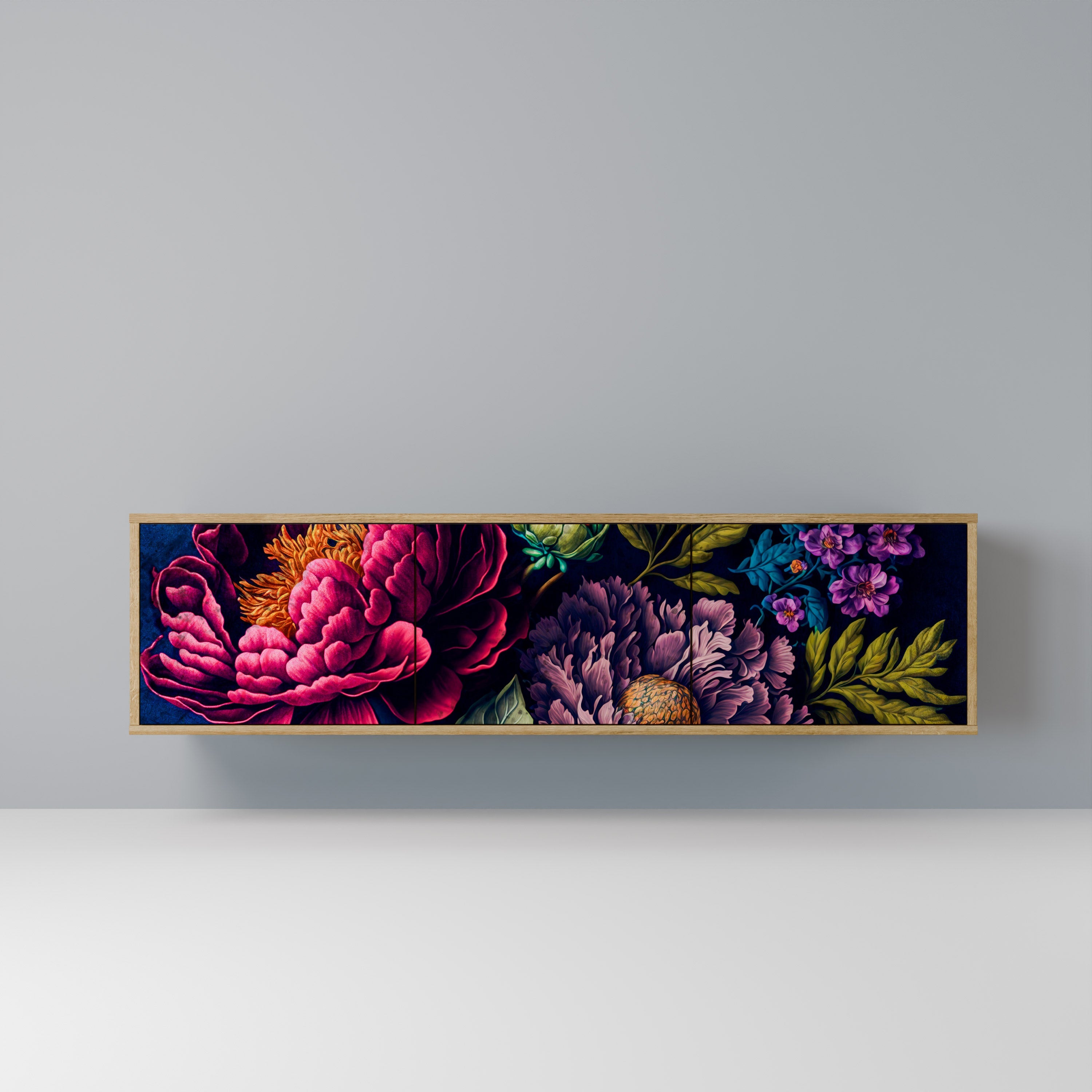 BLOOMING ELEGANCE TV-Lowboard mit 3 Türen in Eiche-Optik