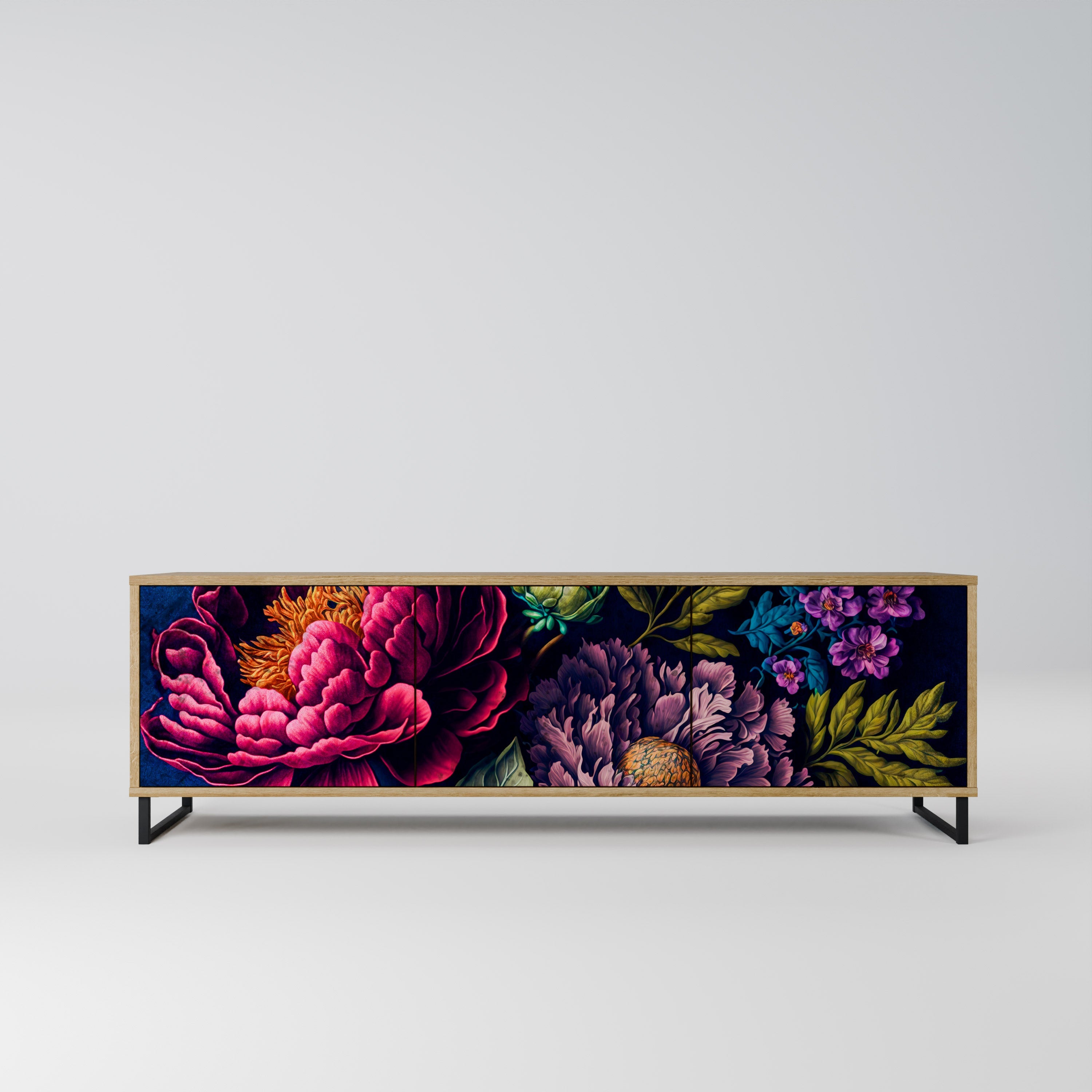 BLOOMING ELEGANCE TV-Lowboard mit 3 Türen in Eiche-Optik