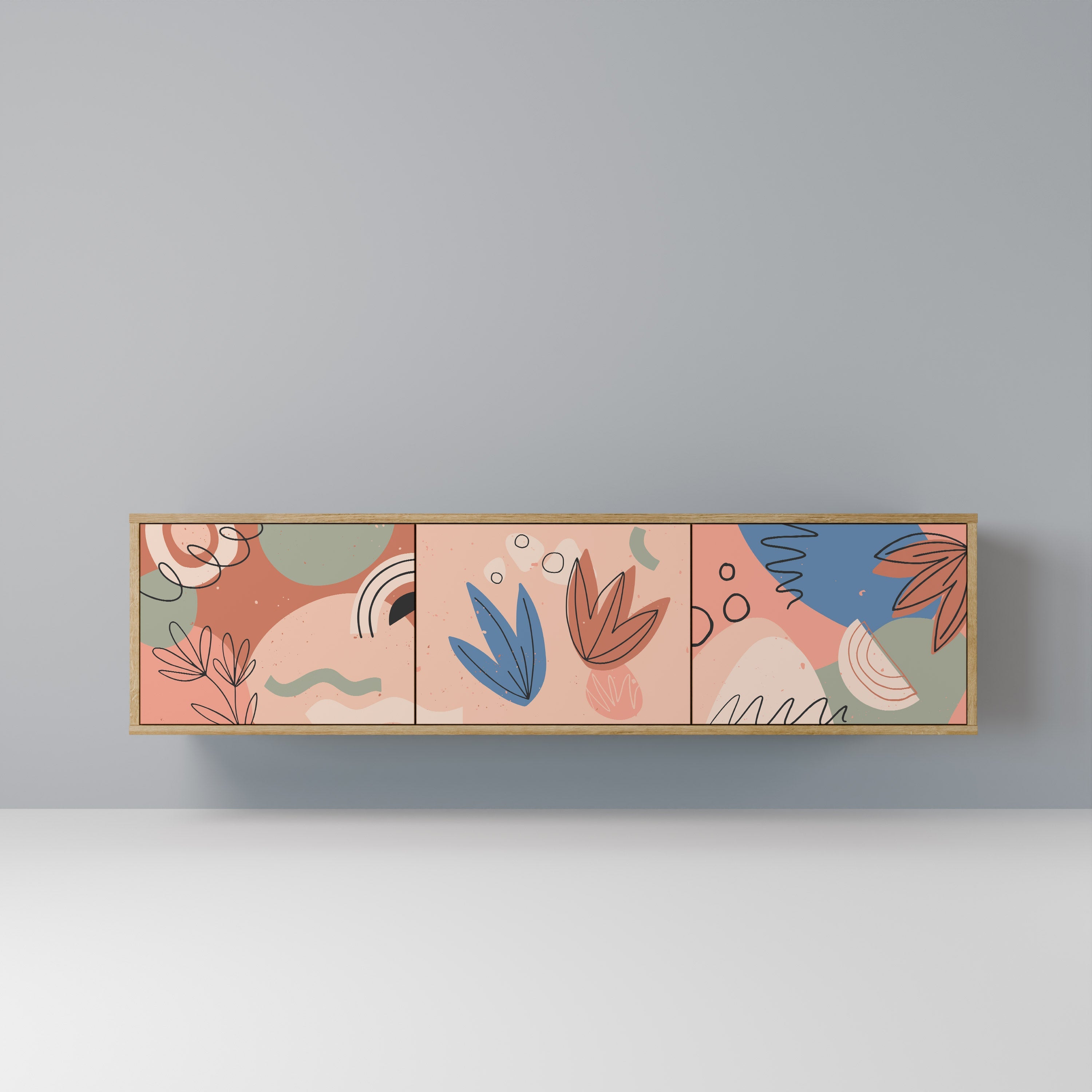 PASTEL DESTINY TV-Lowboard mit 3 Türen in Eiche-Optik