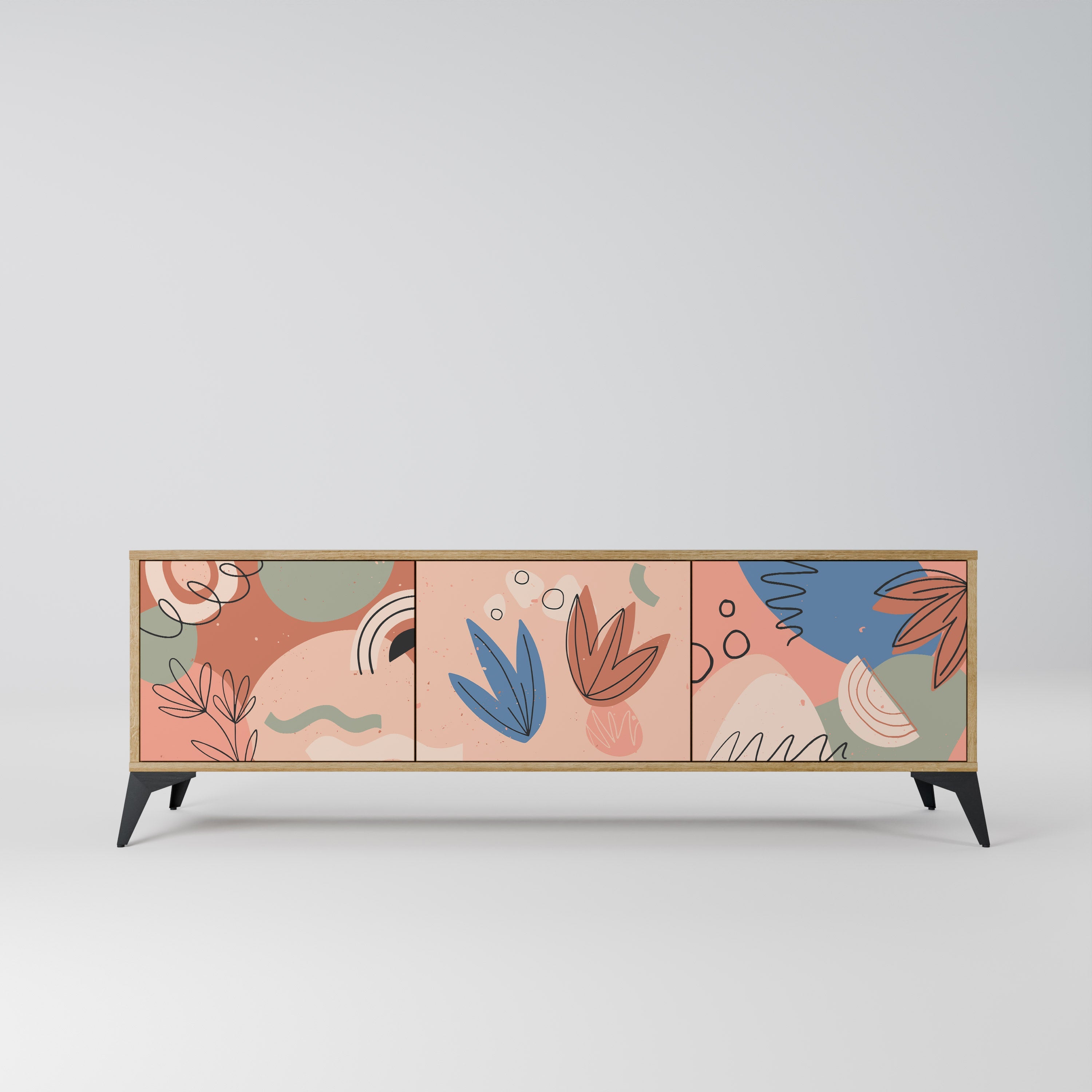 PASTEL DESTINY TV-Lowboard mit 3 Türen in Eiche-Optik