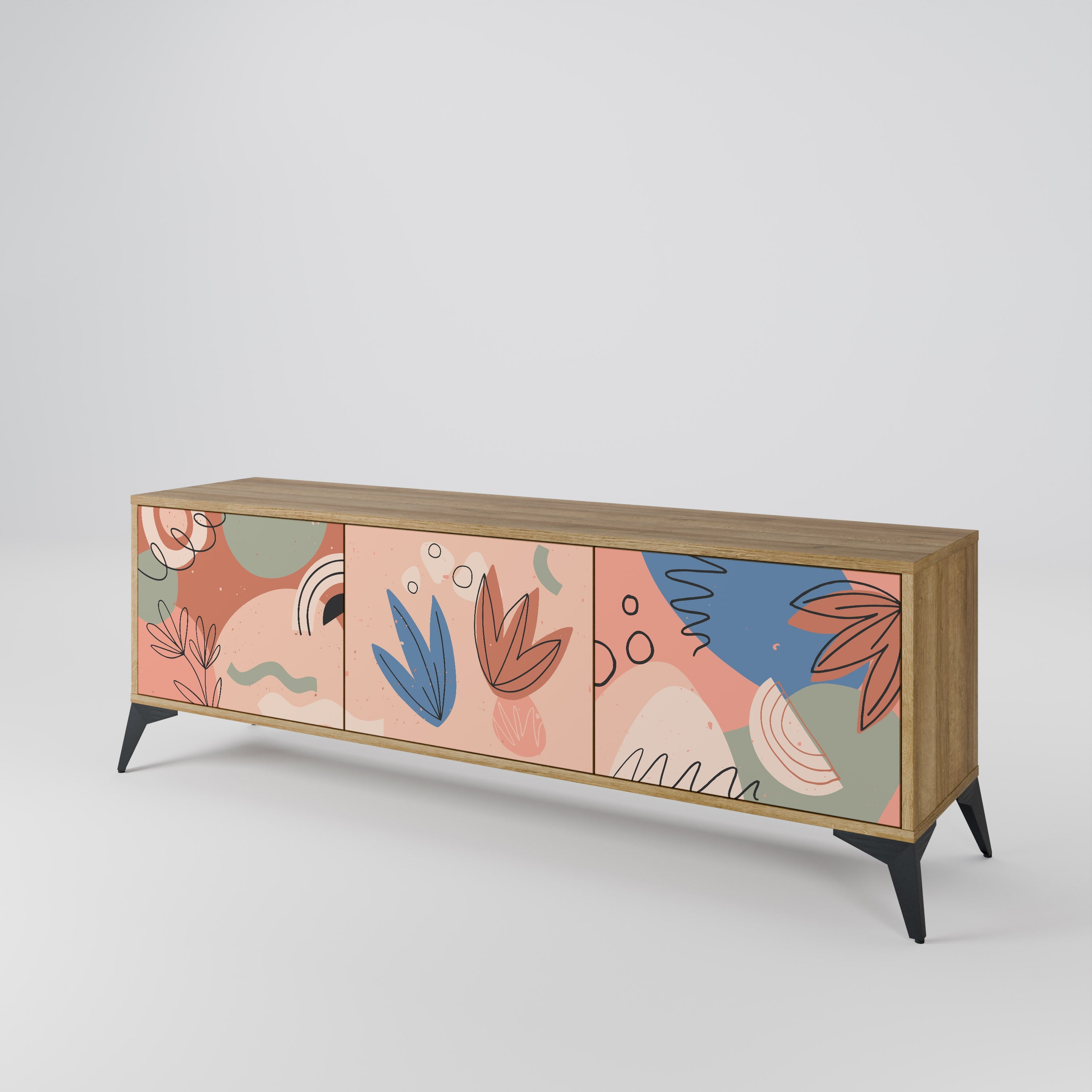 PASTEL DESTINY TV-Lowboard mit 3 Türen in Eiche-Optik
