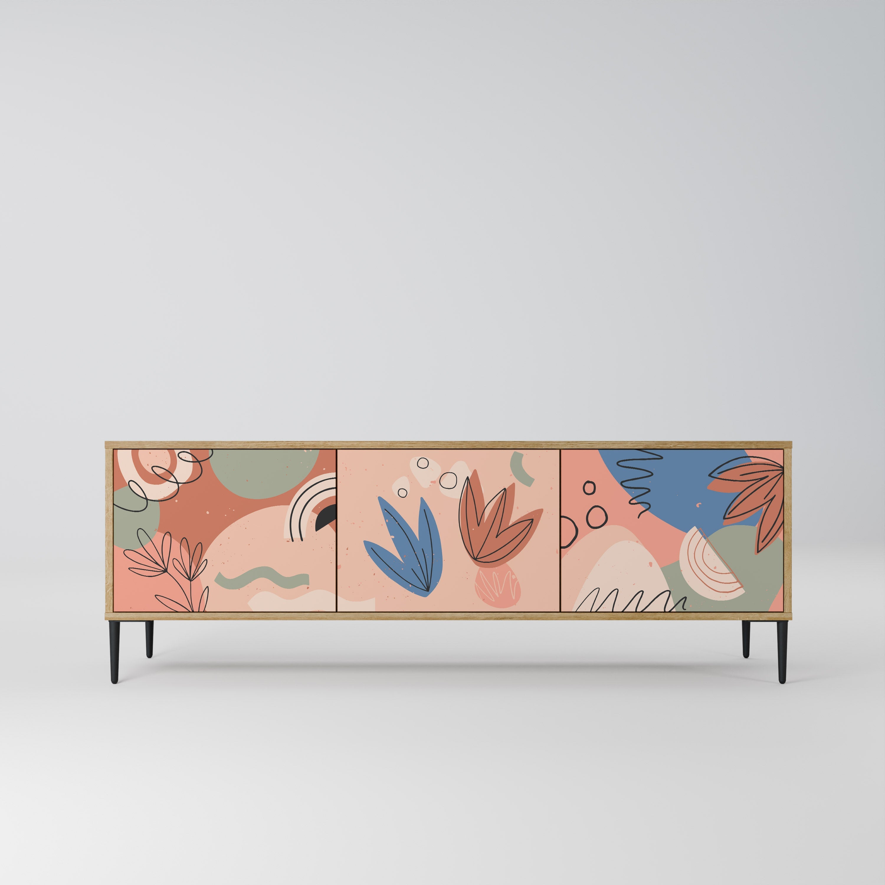 PASTEL DESTINY TV-Lowboard mit 3 Türen in Eiche-Optik