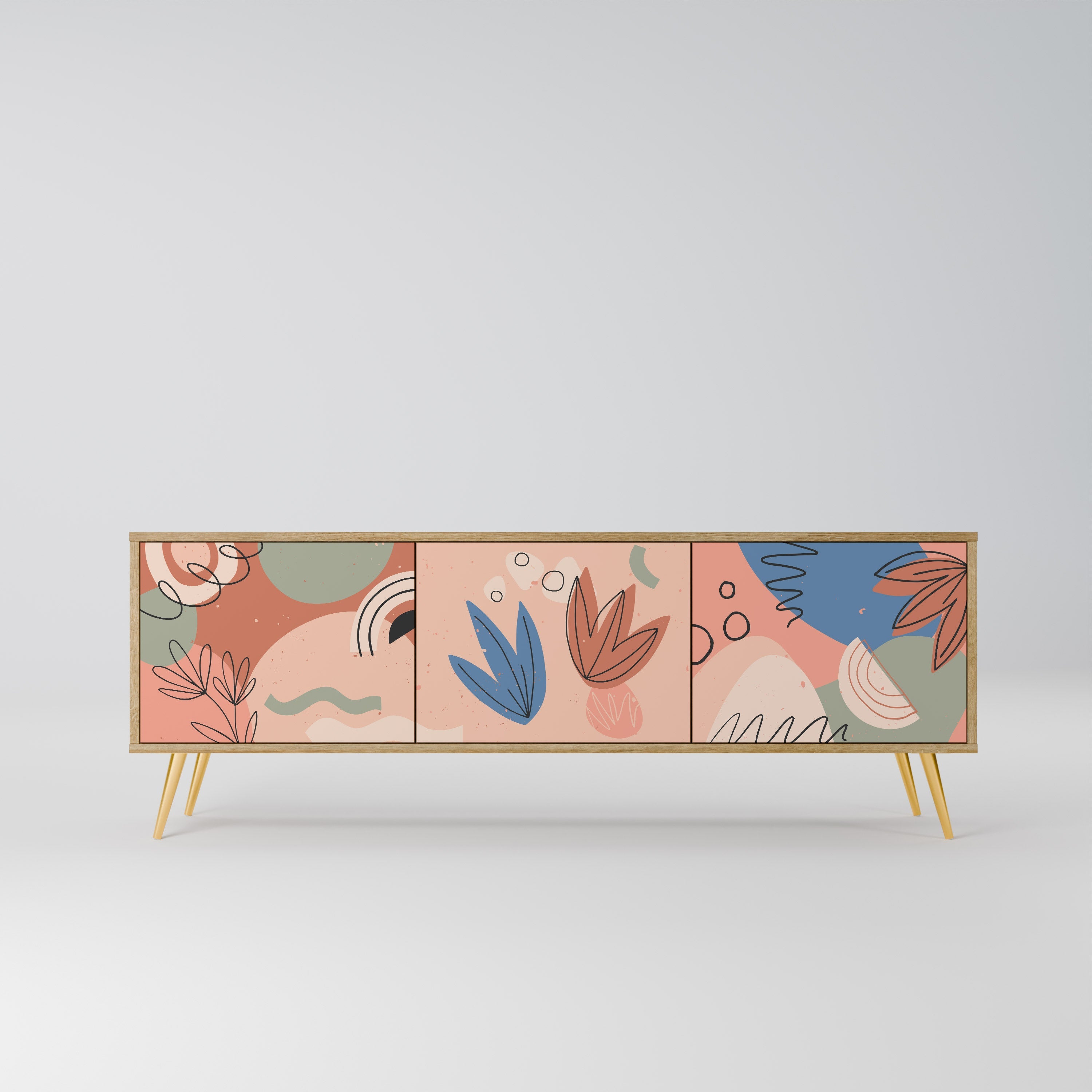 PASTEL DESTINY TV-Lowboard mit 3 Türen in Eiche-Optik