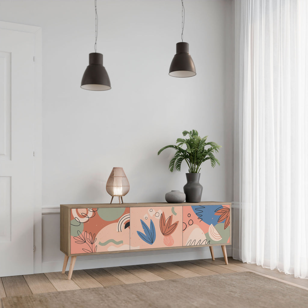 PASTEL DESTINY TV-Lowboard mit 3 Türen in Eiche-Optik