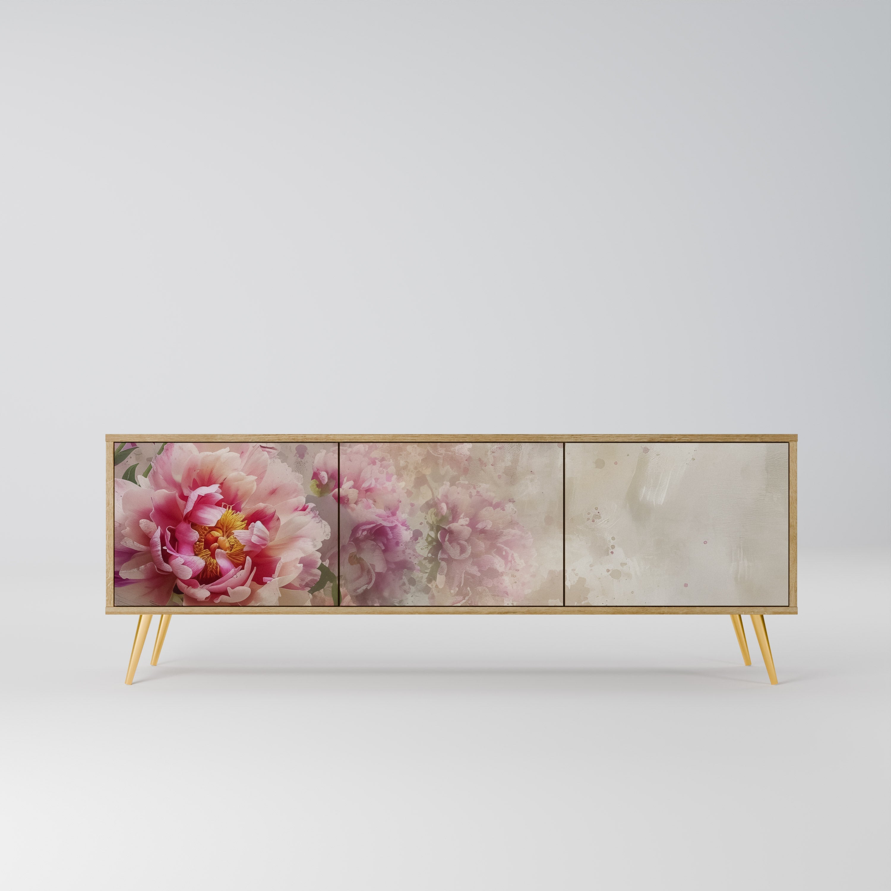 PEONY WHISPER TV-Lowboard mit 3 Türen in Eiche-Optik