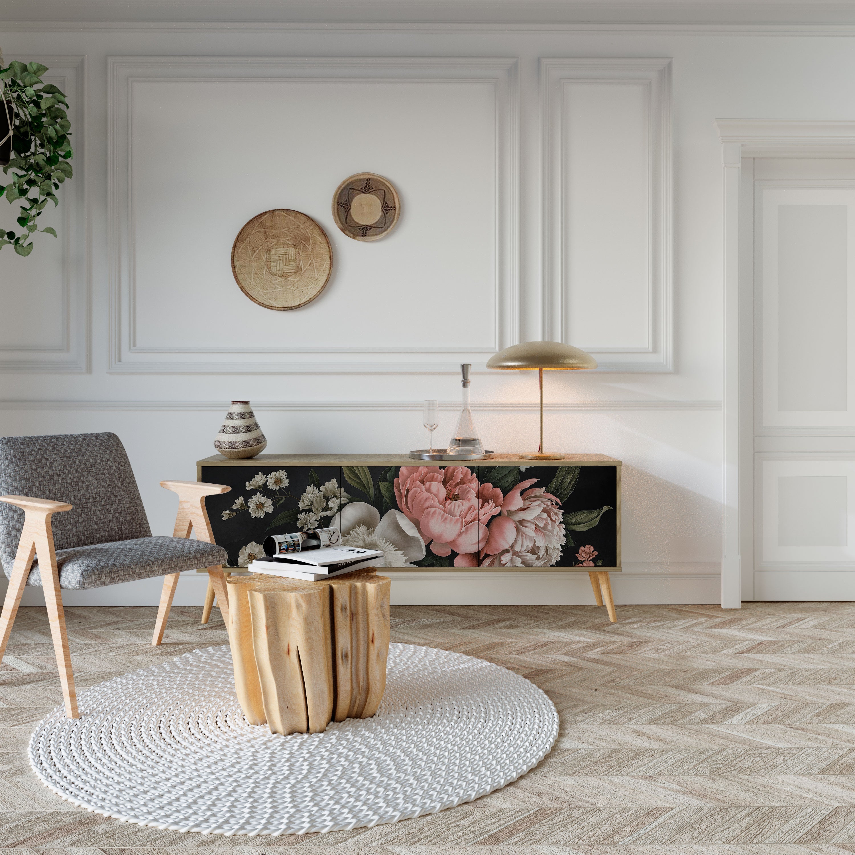 LUSH ELEGANCE TV-Lowboard mit 3 Türen in Eiche-Optik