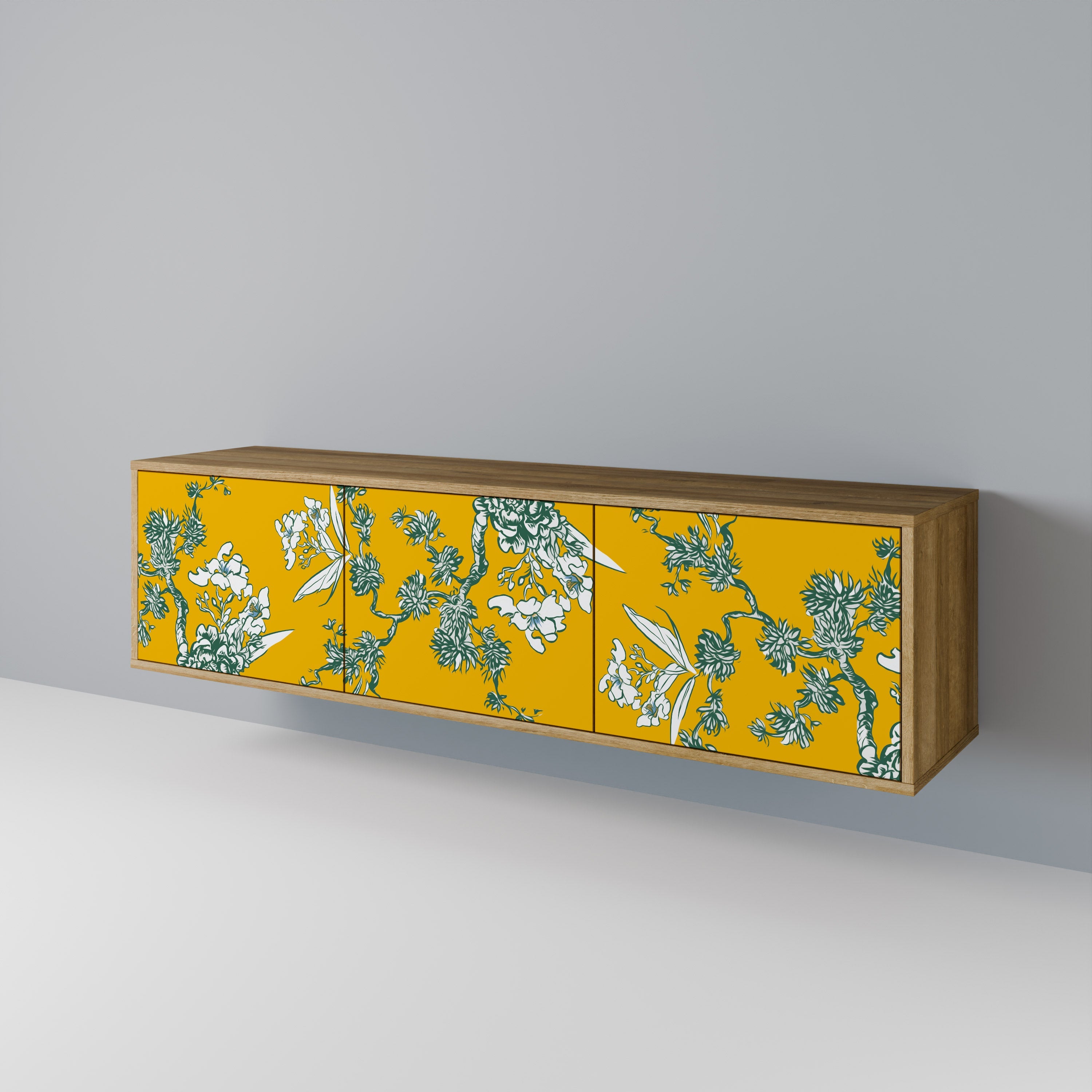 YELLOW CHINOISERIE TV-Lowboard mit 3 Türen in Eiche-Optik