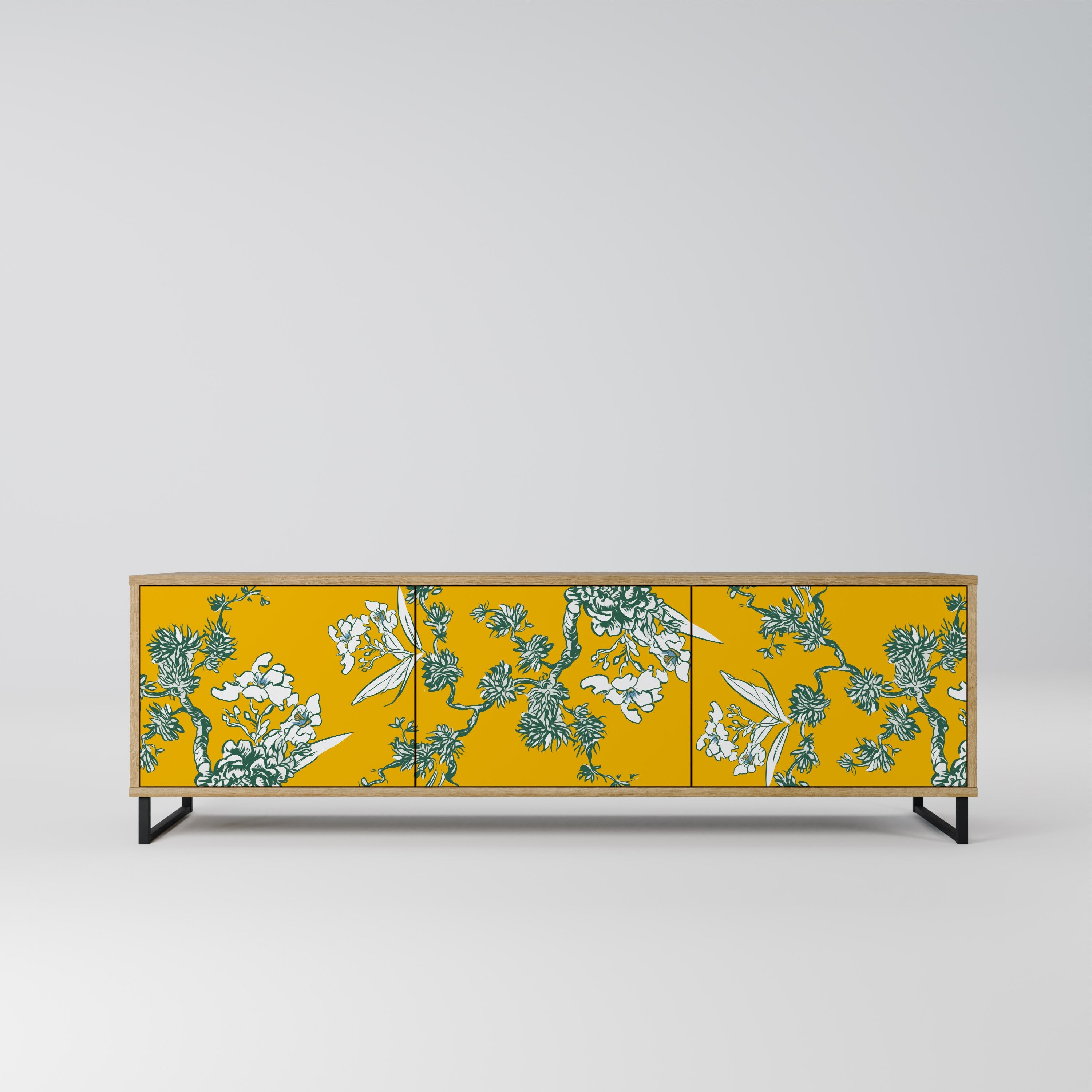 YELLOW CHINOISERIE TV-Lowboard mit 3 Türen in Eiche-Optik
