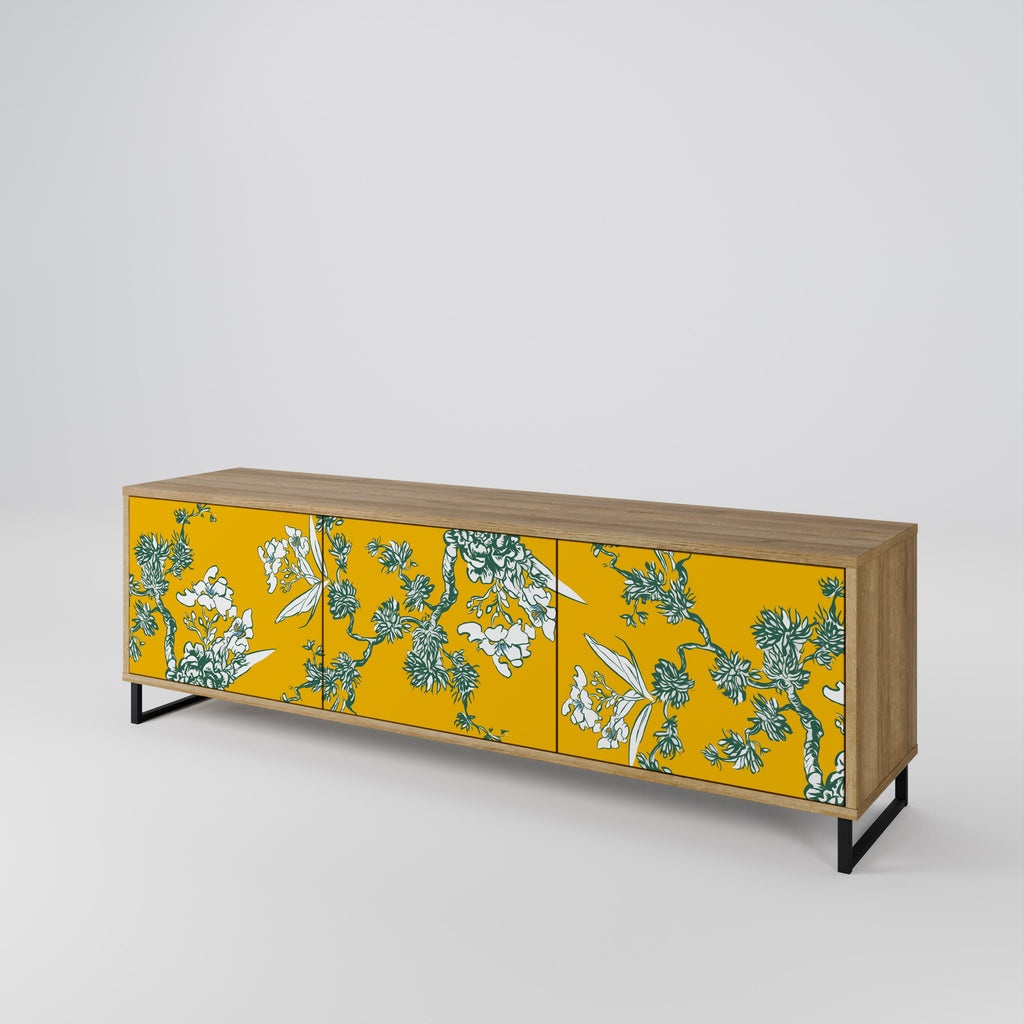 YELLOW CHINOISERIE TV-Lowboard mit 3 Türen in Eiche-Optik