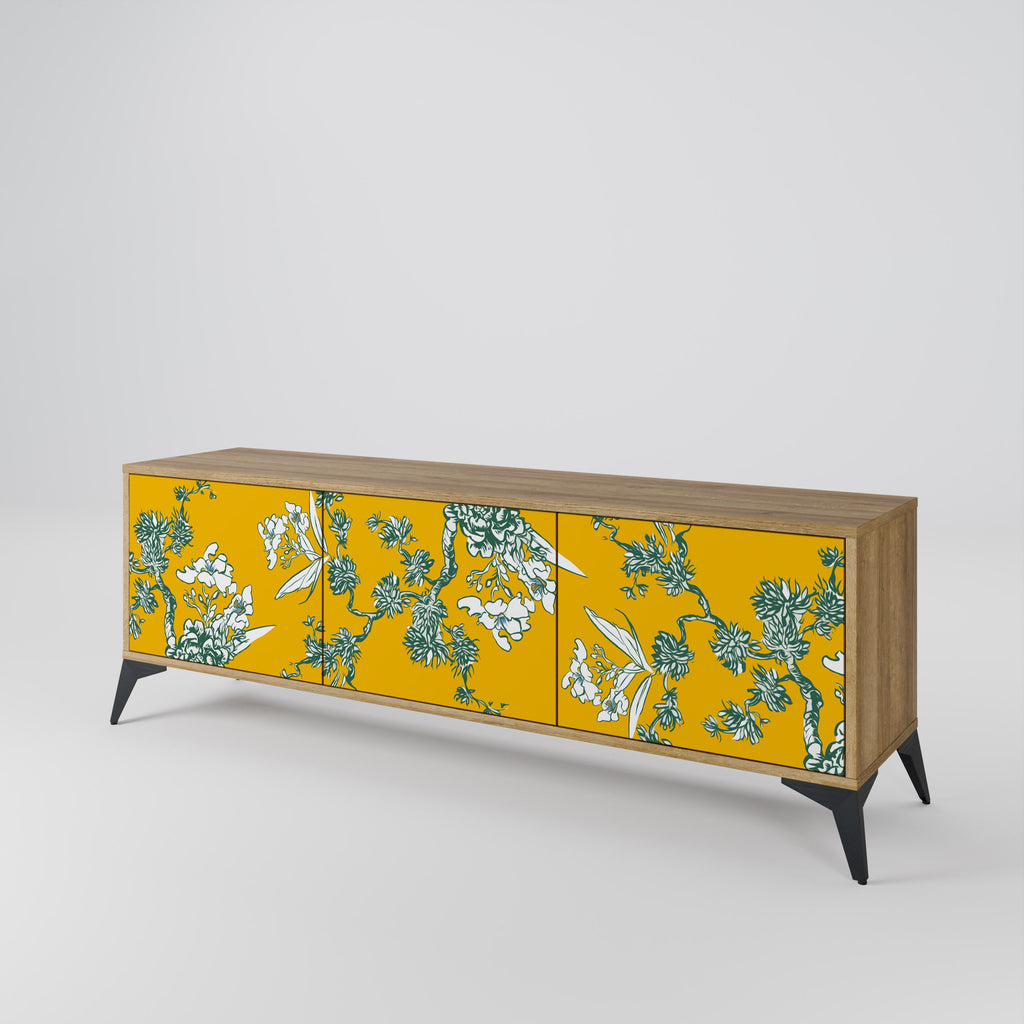 YELLOW CHINOISERIE TV-Lowboard mit 3 Türen in Eiche-Optik