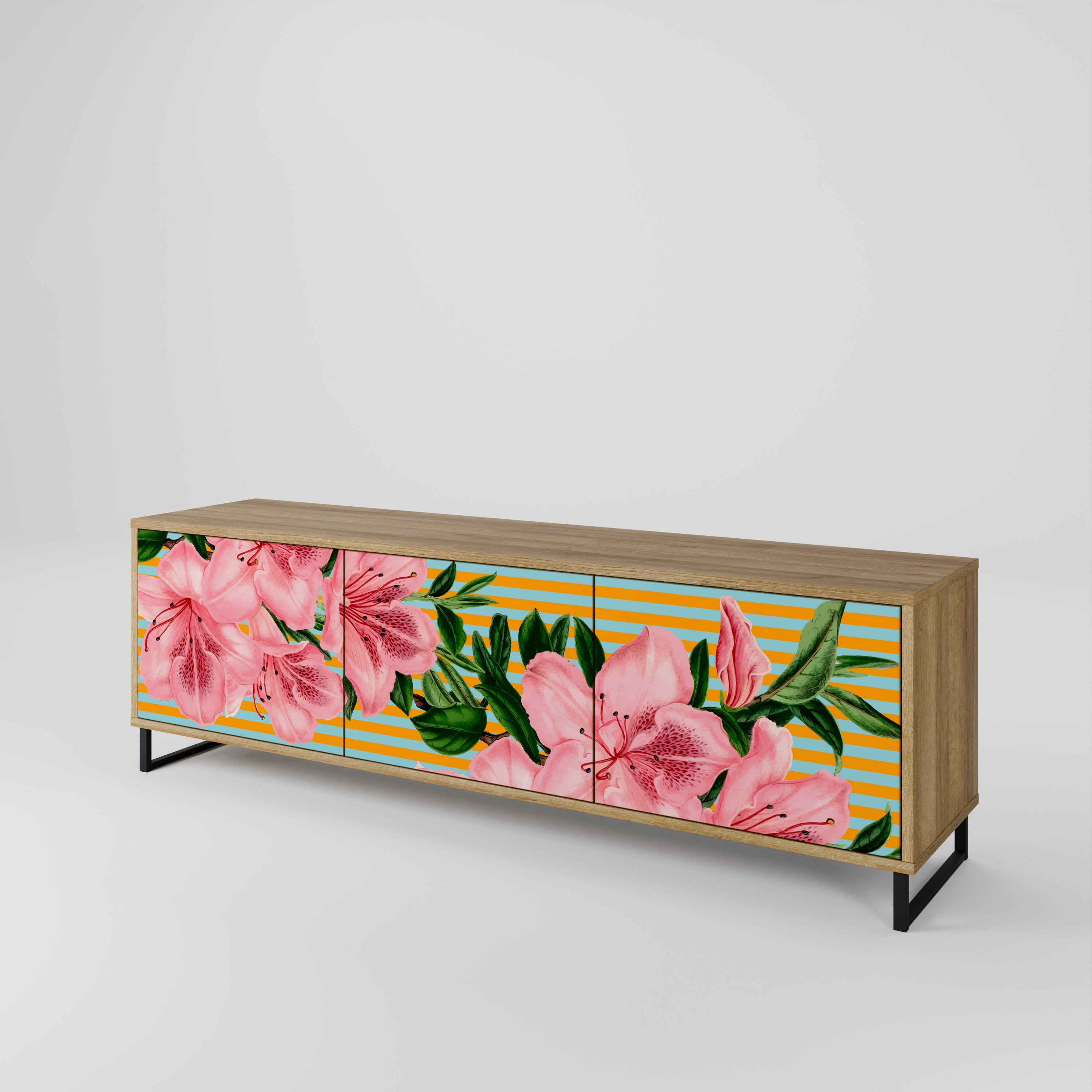 FRAGILE BEAUTY TV-Lowboard mit 3 Türen in Eiche-Optik