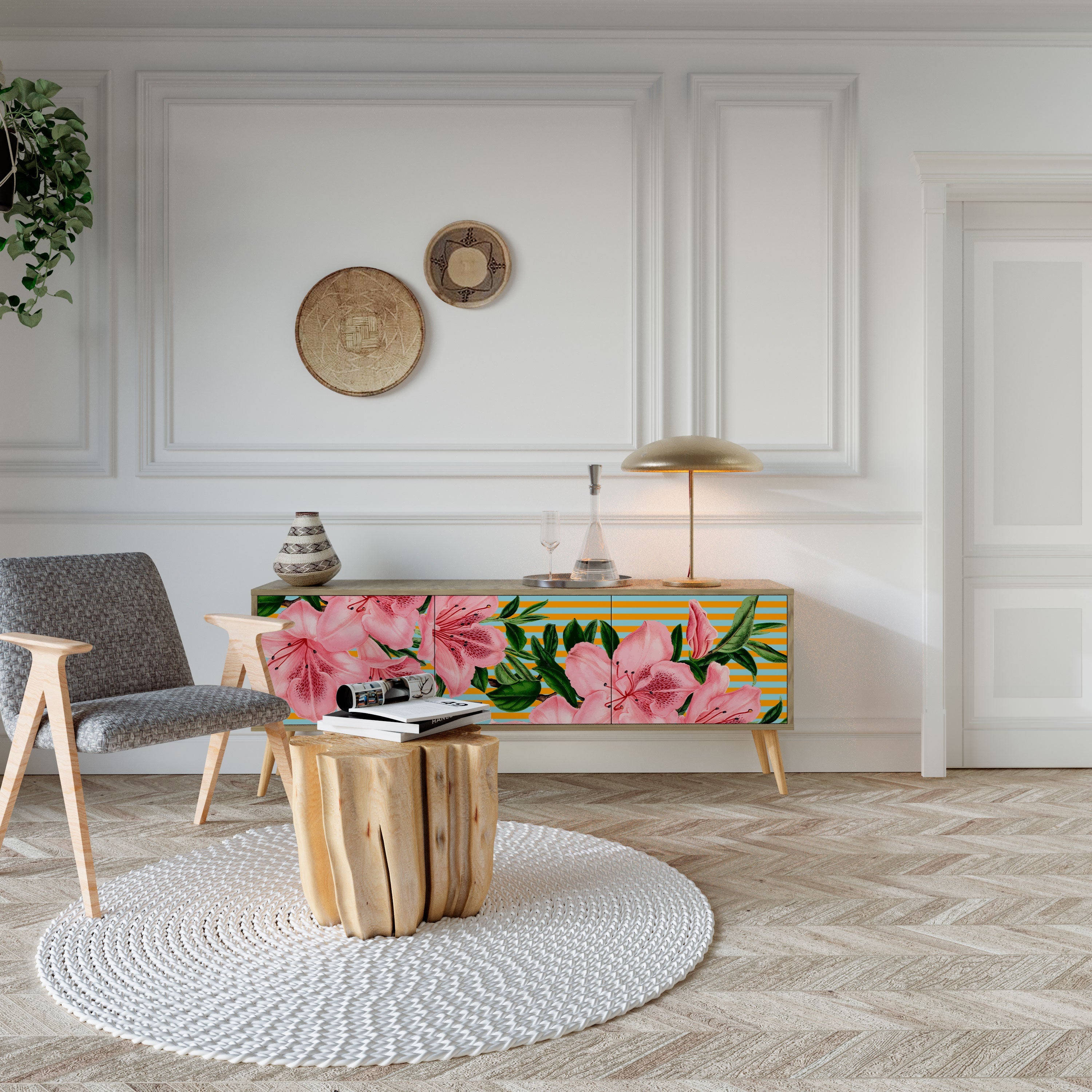 FRAGILE BEAUTY TV-Lowboard mit 3 Türen in Eiche-Optik