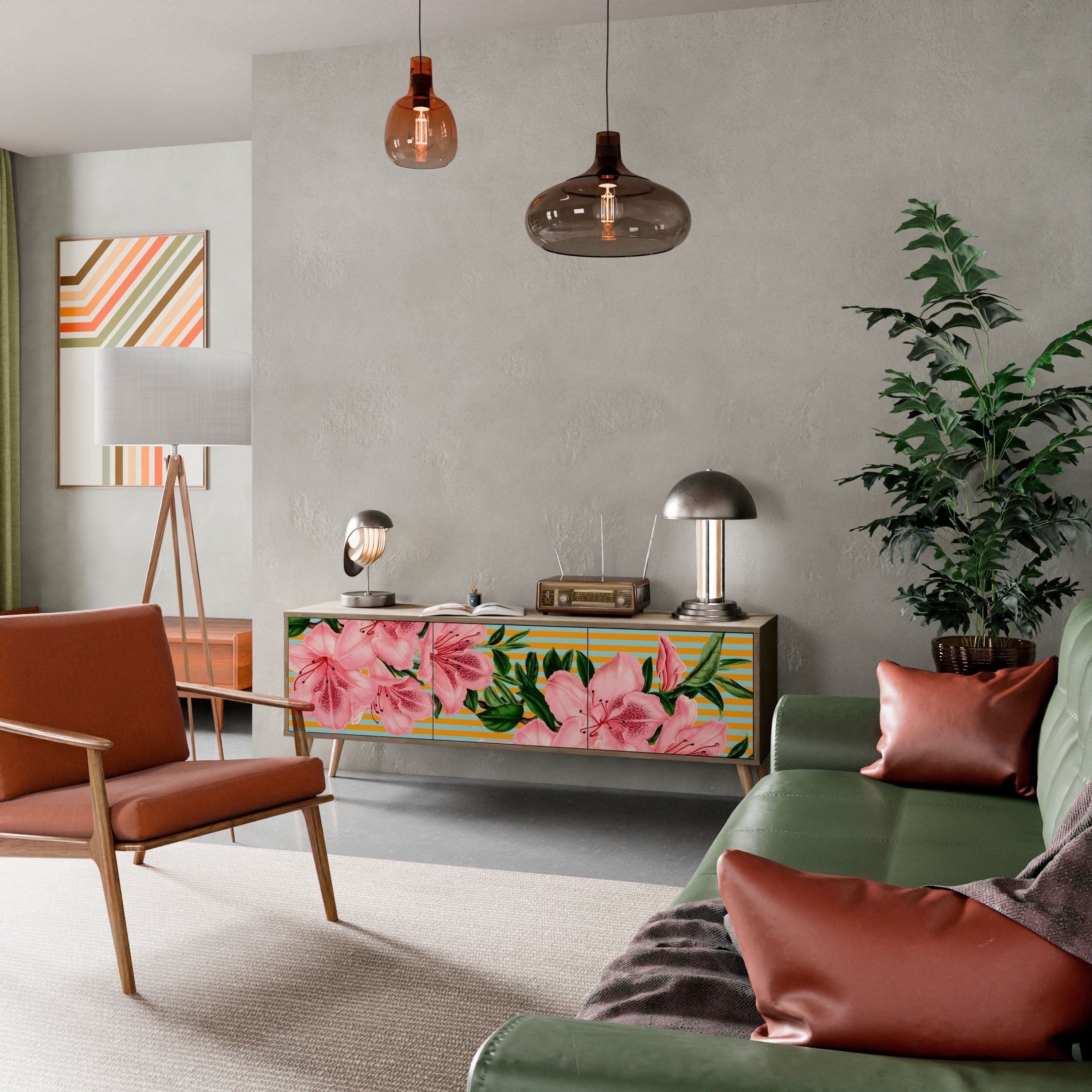 FRAGILE BEAUTY TV-Lowboard mit 3 Türen in Eiche-Optik