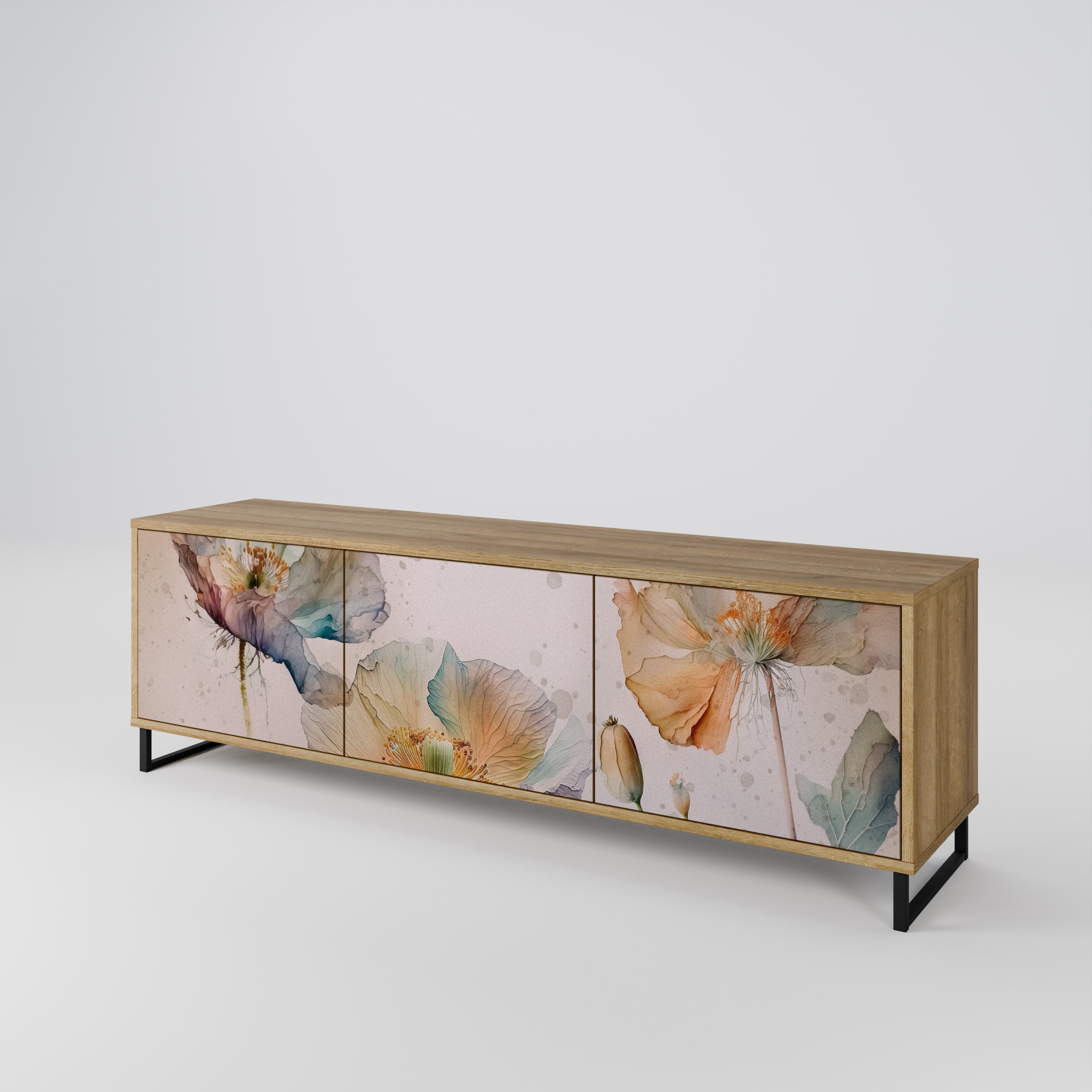 SOFTEN POPPY TV-Lowboard mit 3 Türen in Eiche-Optik