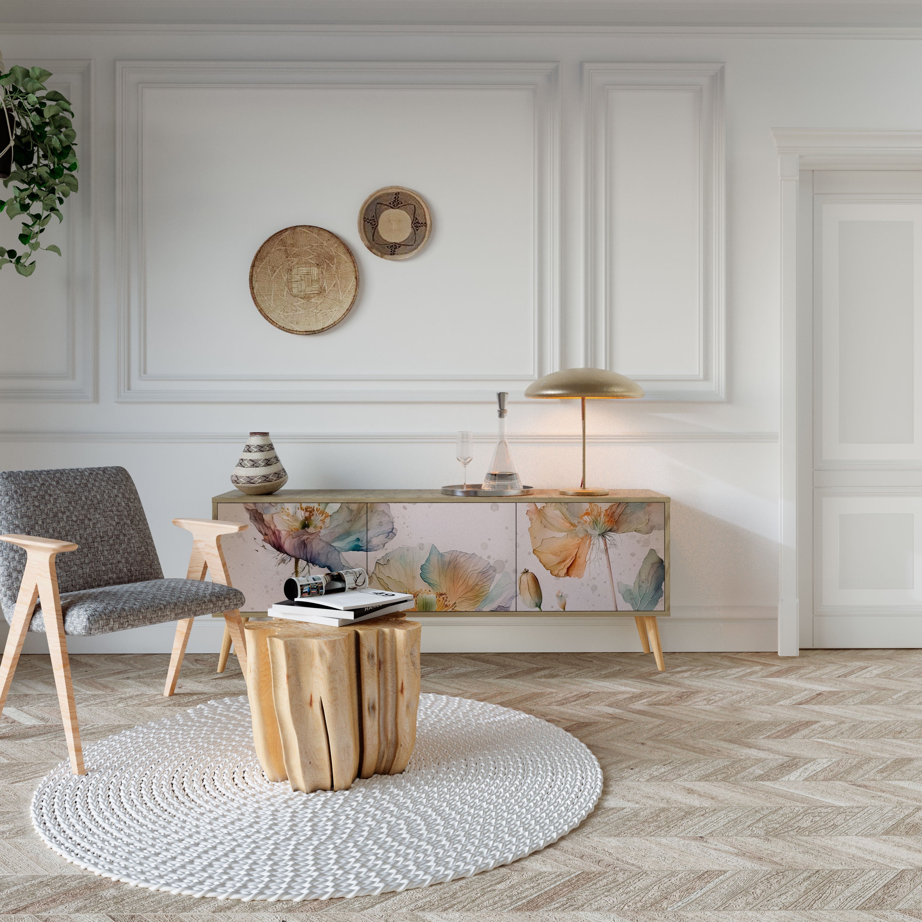 SOFTEN POPPY TV-Lowboard mit 3 Türen in Eiche-Optik