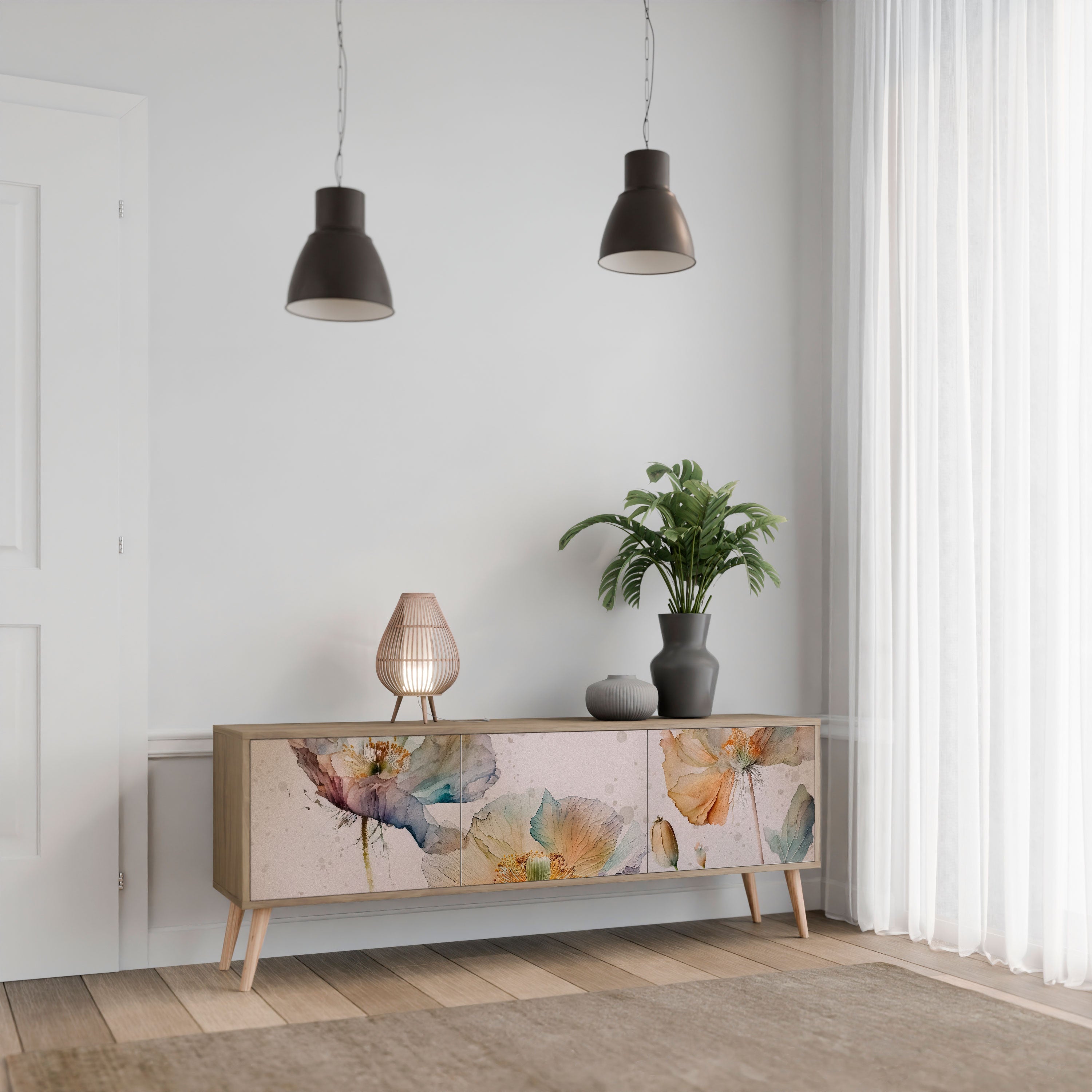 SOFTEN POPPY TV-Lowboard mit 3 Türen in Eiche-Optik