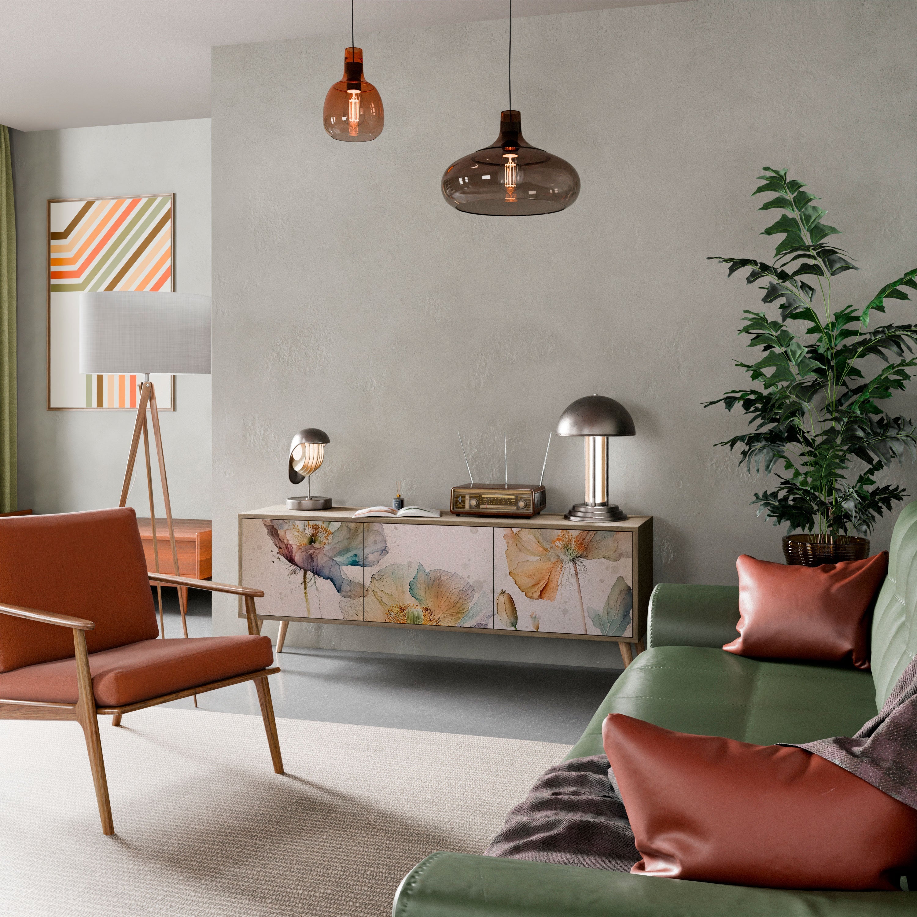 SOFTEN POPPY TV-Lowboard mit 3 Türen in Eiche-Optik