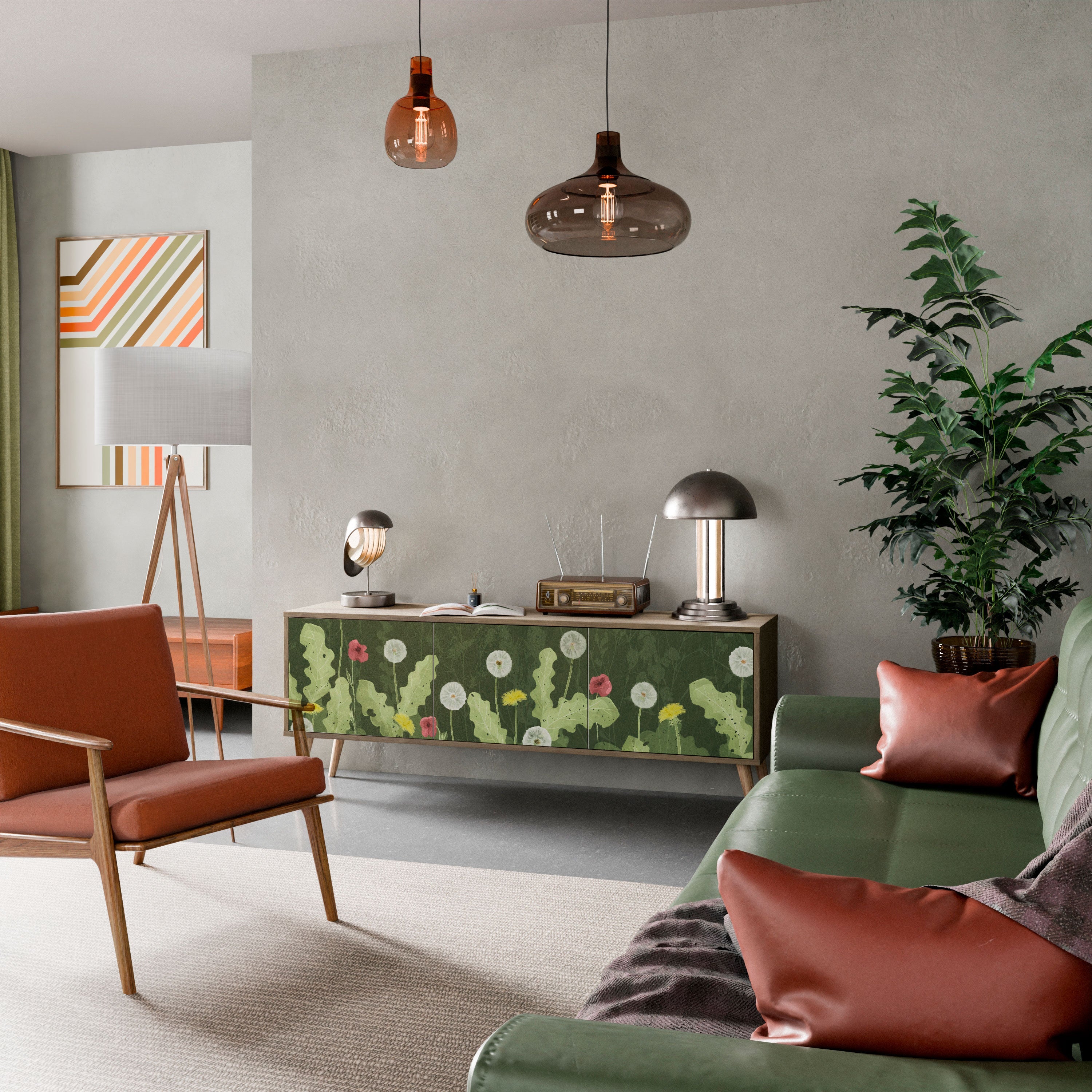 DANDELION AMUSE TV-Lowboard mit 3 Türen in Eiche-Optik