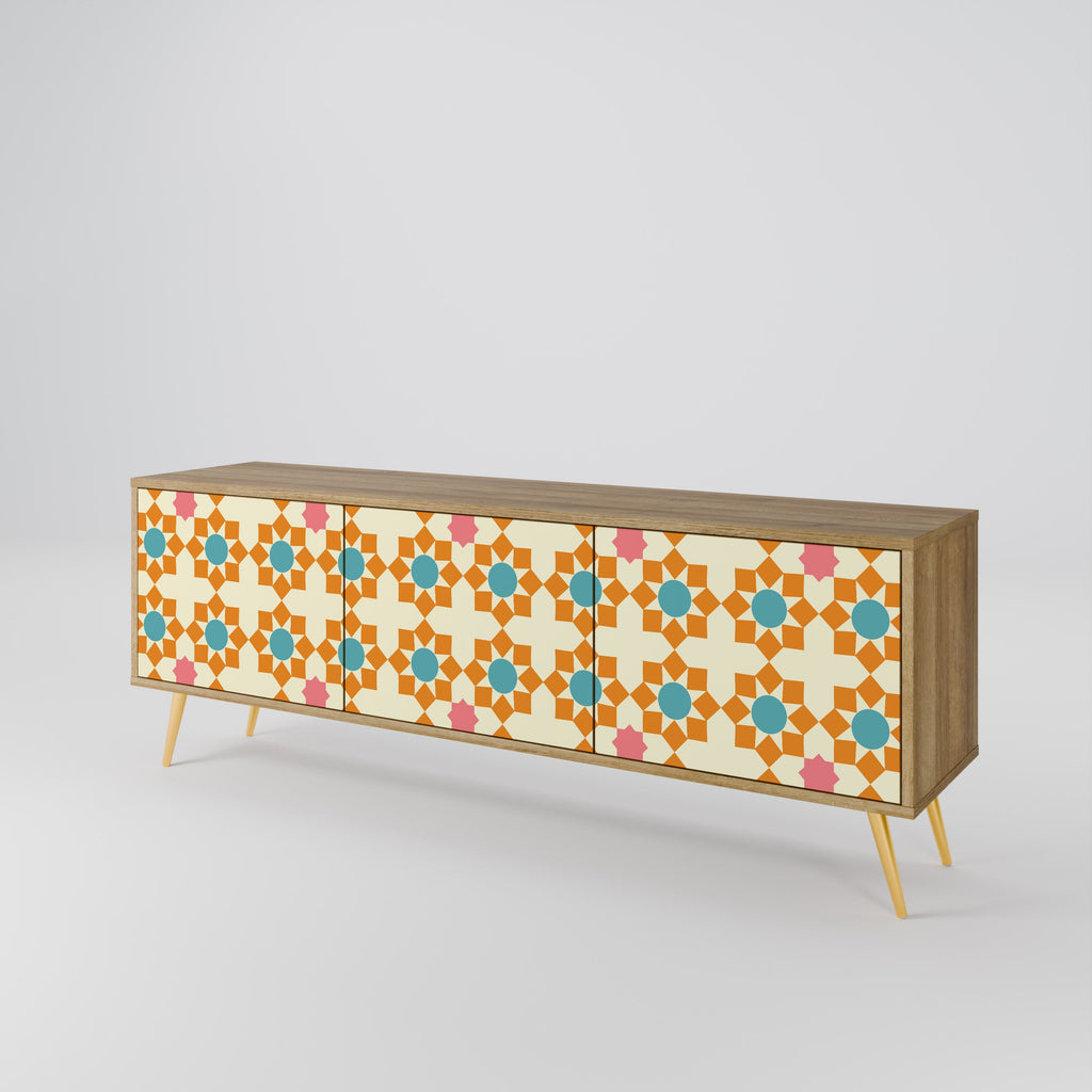 FLORAL DECOR TV-Lowboard mit 3 Türen in Eiche-Optik