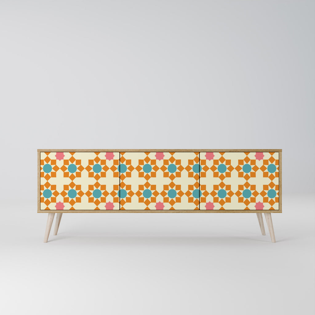 FLORAL DECOR TV-Lowboard mit 3 Türen in Eiche-Optik