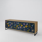 FLOWERS ON NAVY BLUE TV-Lowboard mit 3 Türen in Eiche-Optik