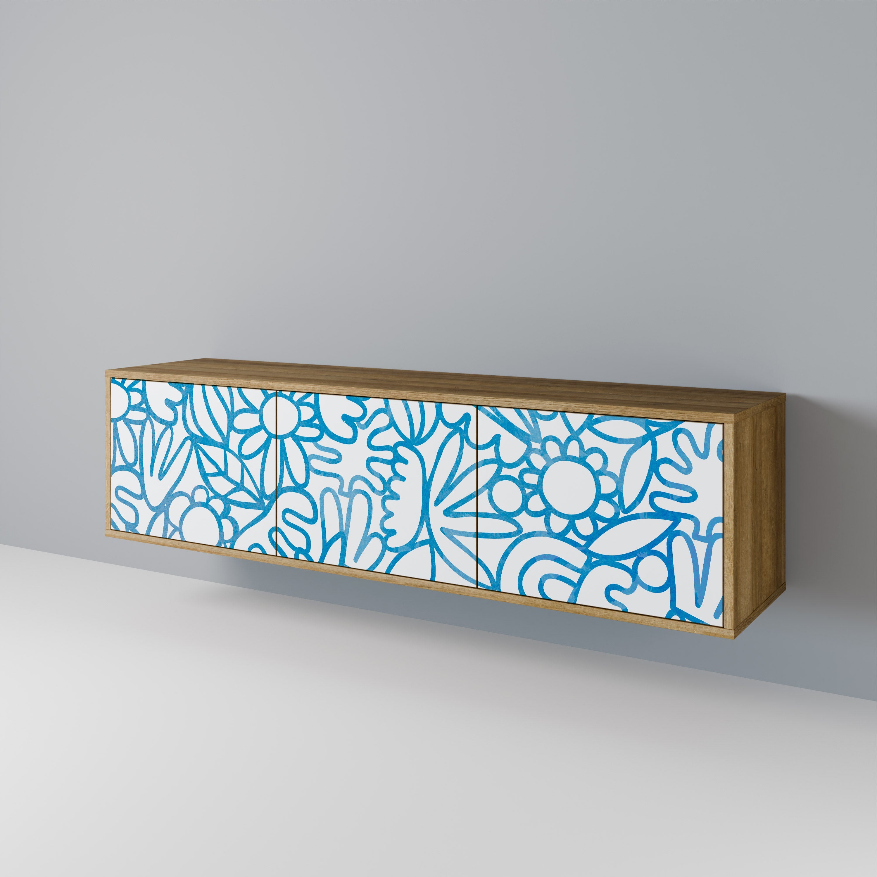 BLOOMY MORNING TV-Lowboard mit 3 Türen in Eiche-Optik